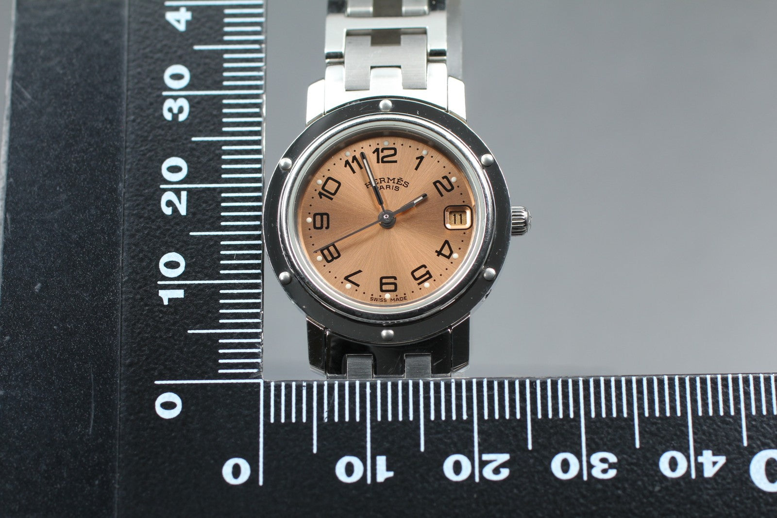 [Exc+5 Box] Hermes Clipper CL4.210 24mm Silver Woman's Quartz Watch JAPAN