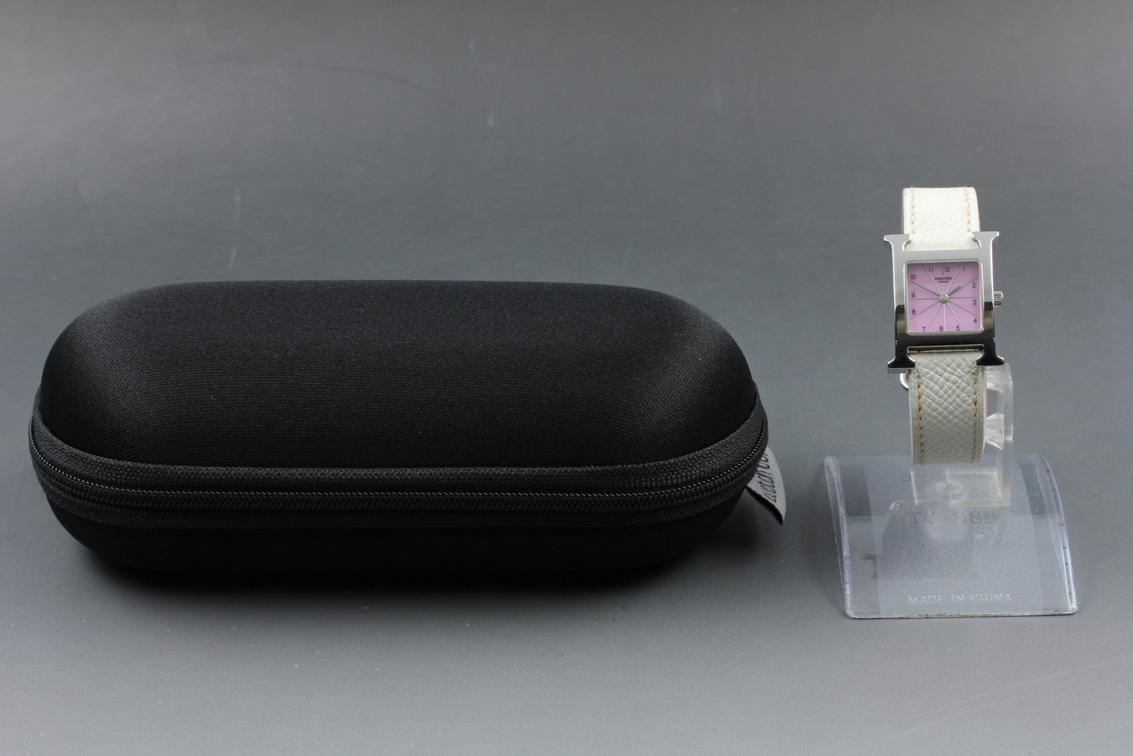 HERMES H Watch HH1.210 Silver Pink Dial 21mm Woman's Watch Quartz JAPAN