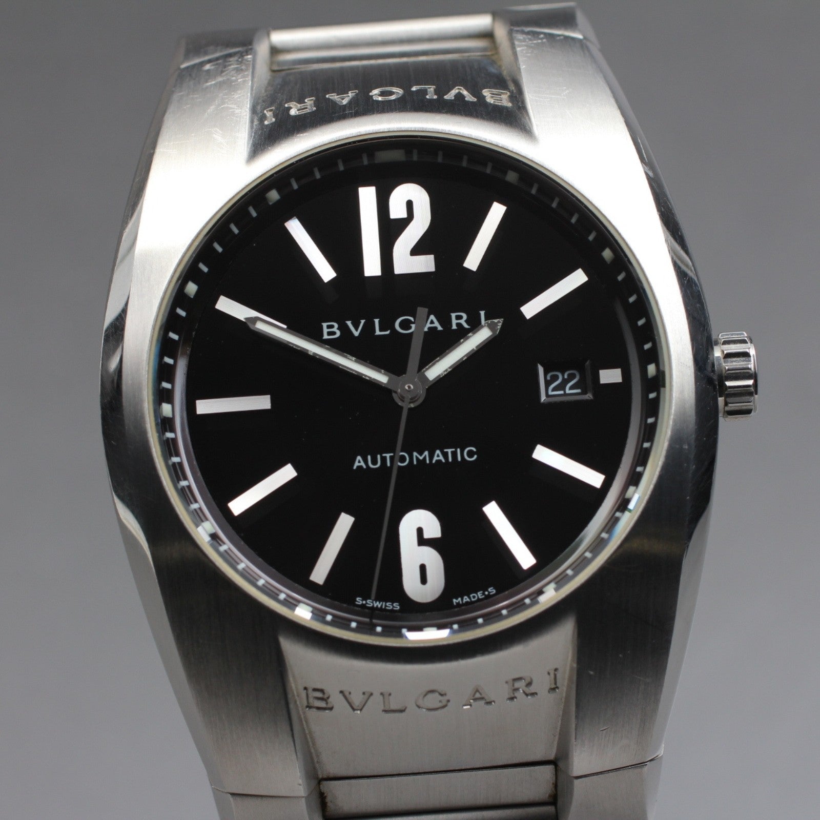 BVLGARI Ergon EG40S Black Dial Automatic Date Boy's Watch 40mm From JAPAN Box