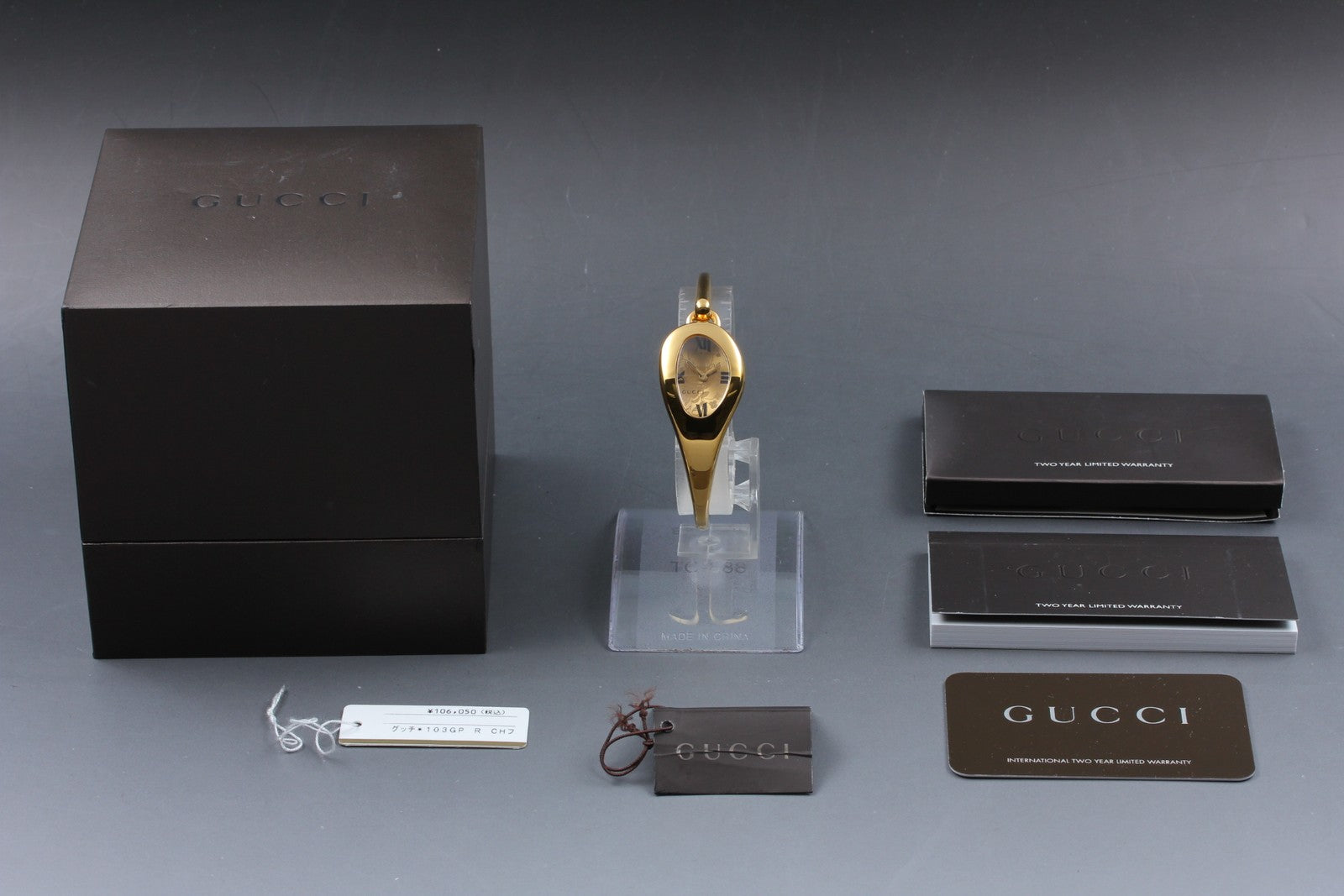[Exc+5 Box] Gucci 103 Horsebit Gold Floral Dial 21 mm Woman's Quartz Watch