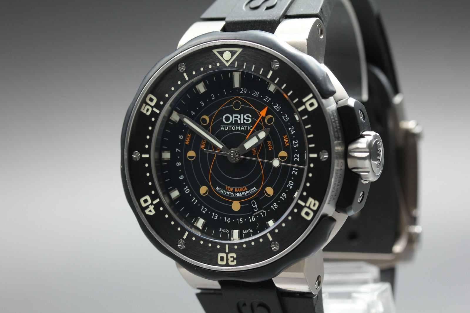 ORIS ProDiver Pointer Moon 7682 Automatic Black Men's Watch 46mm JAPAN