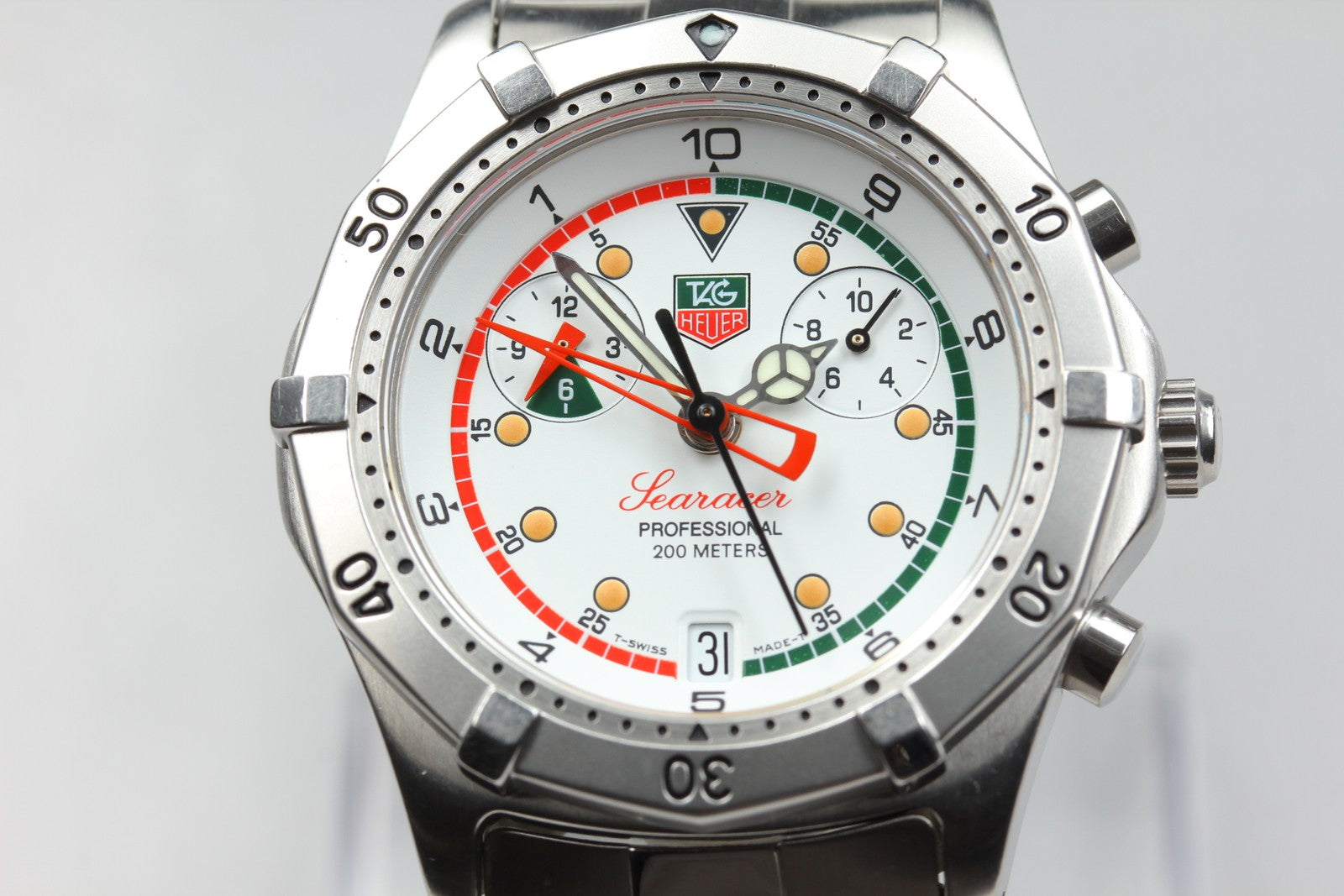 TAG HEUER Regatta CK111R Chronograp Quartz White Dial Men's Watch 39mm JAPAN Box
