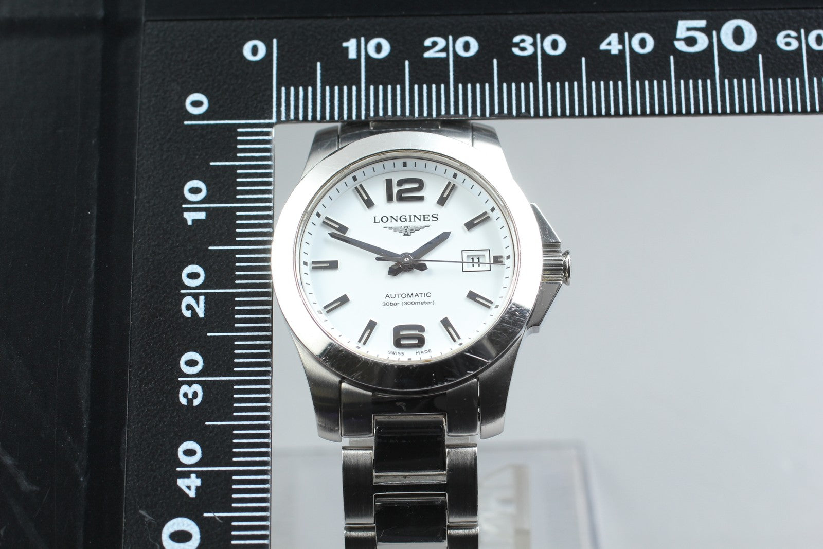 Exc+5* LONGINES Conquest L3.276.4 Date White Automatic Ladies Watch 30mm JAPAN