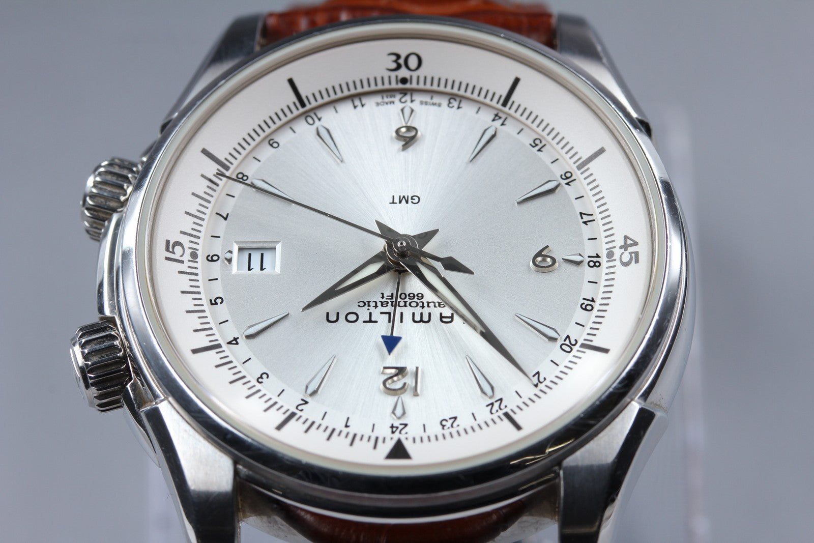HAMILTON Jazzmaster Traveler H326250 Silver Mens Date Automatic GMT Watch Exc+5