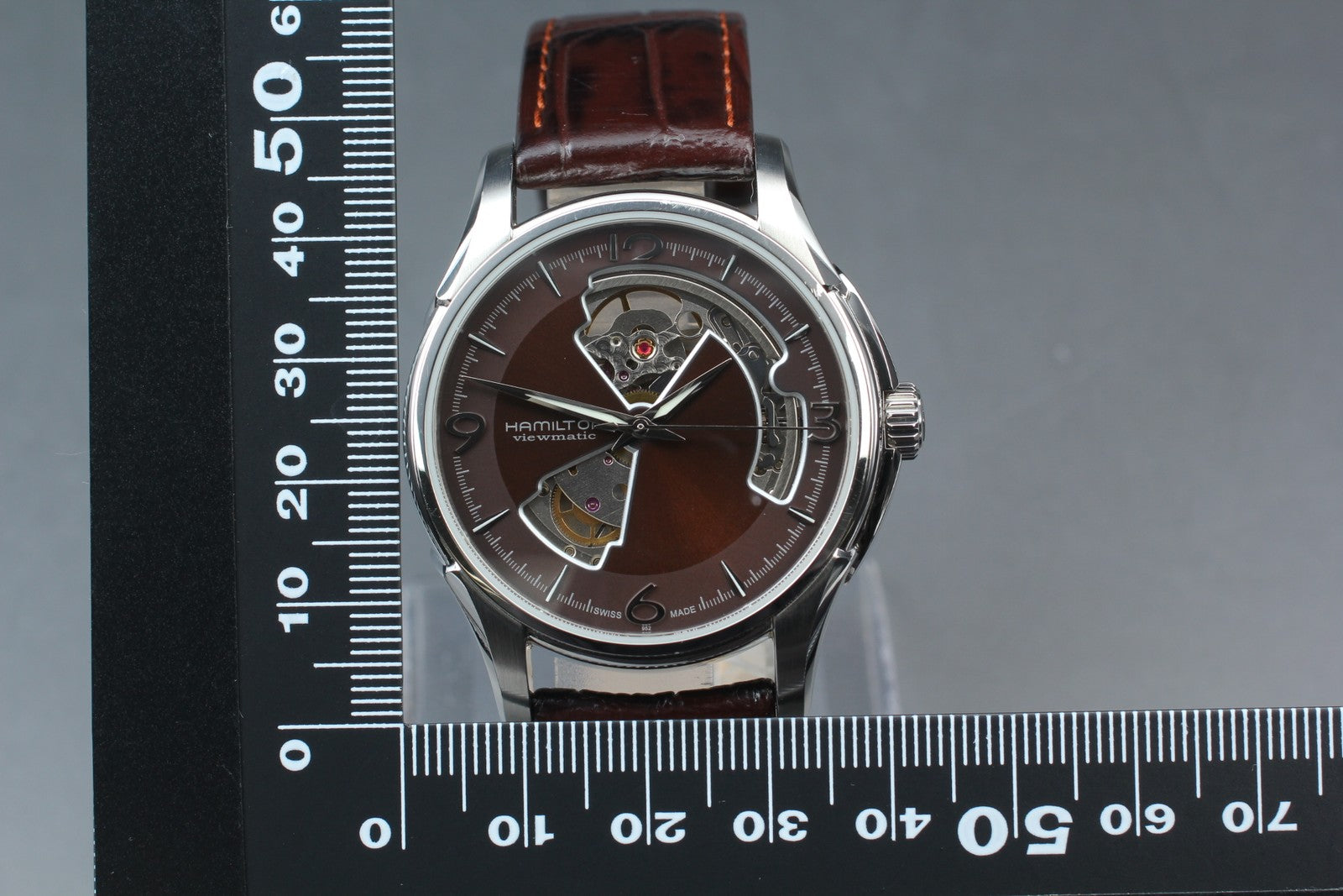 [Exc+5] Hamilton Jazzmaster Viewmatic Open Heart H325650 Brown AT Men's Watch