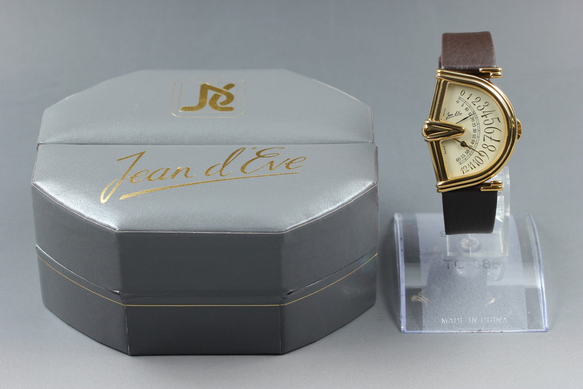 Jean D'Eve Sectora Gold Ivory Dial 30mm Men's Quartz Watch Vintage [Box]