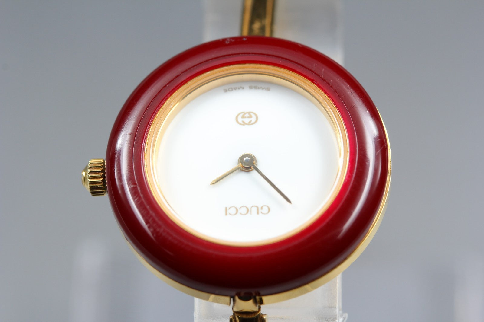 New Batt Gucci 1100-L Change Bezel 11Colors White Women Quartz Watch JAPAN Box