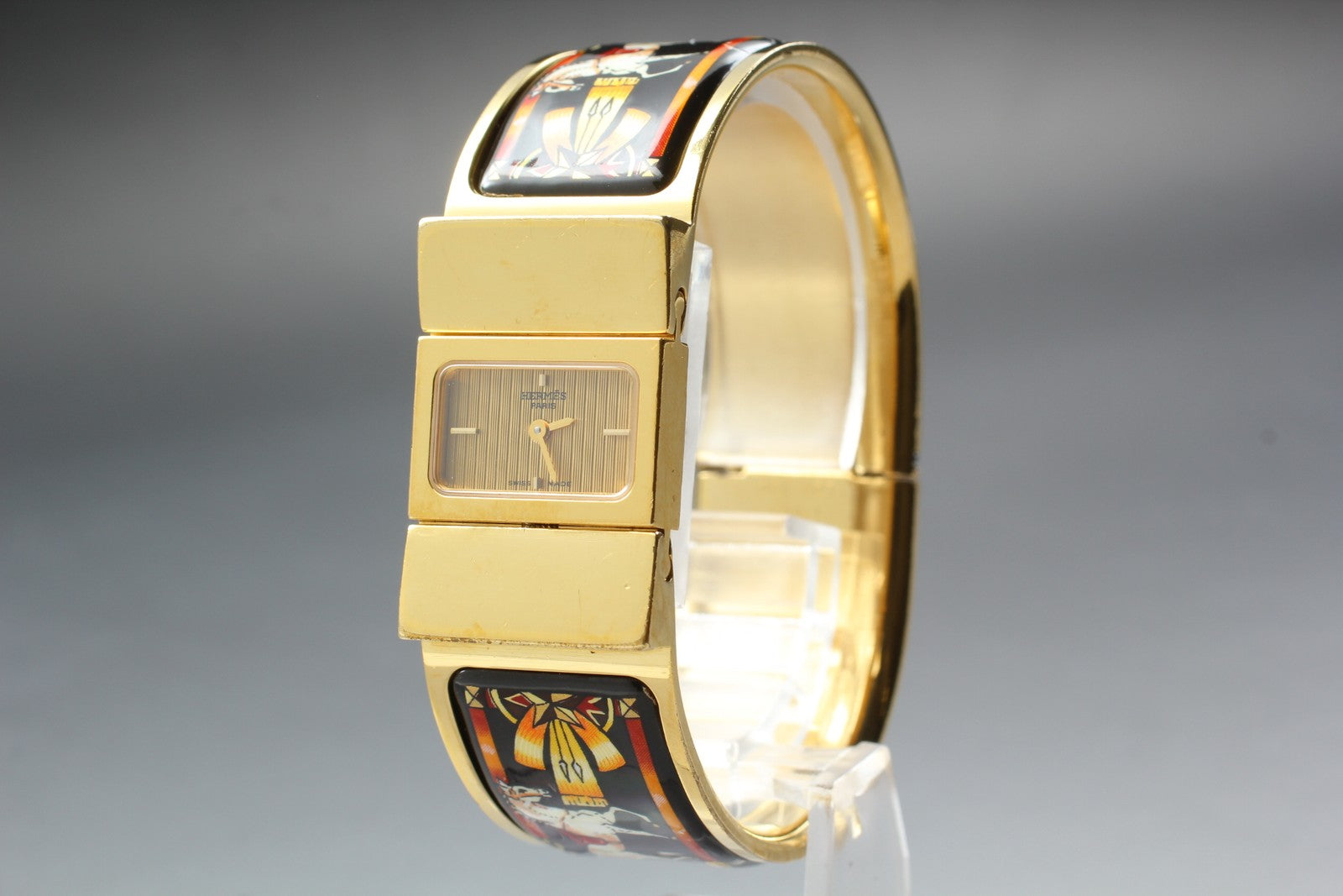 Vintage [Exc+5 Box] HERMES Loquet L01.201 Gold 19mm Womans Quartz Watch