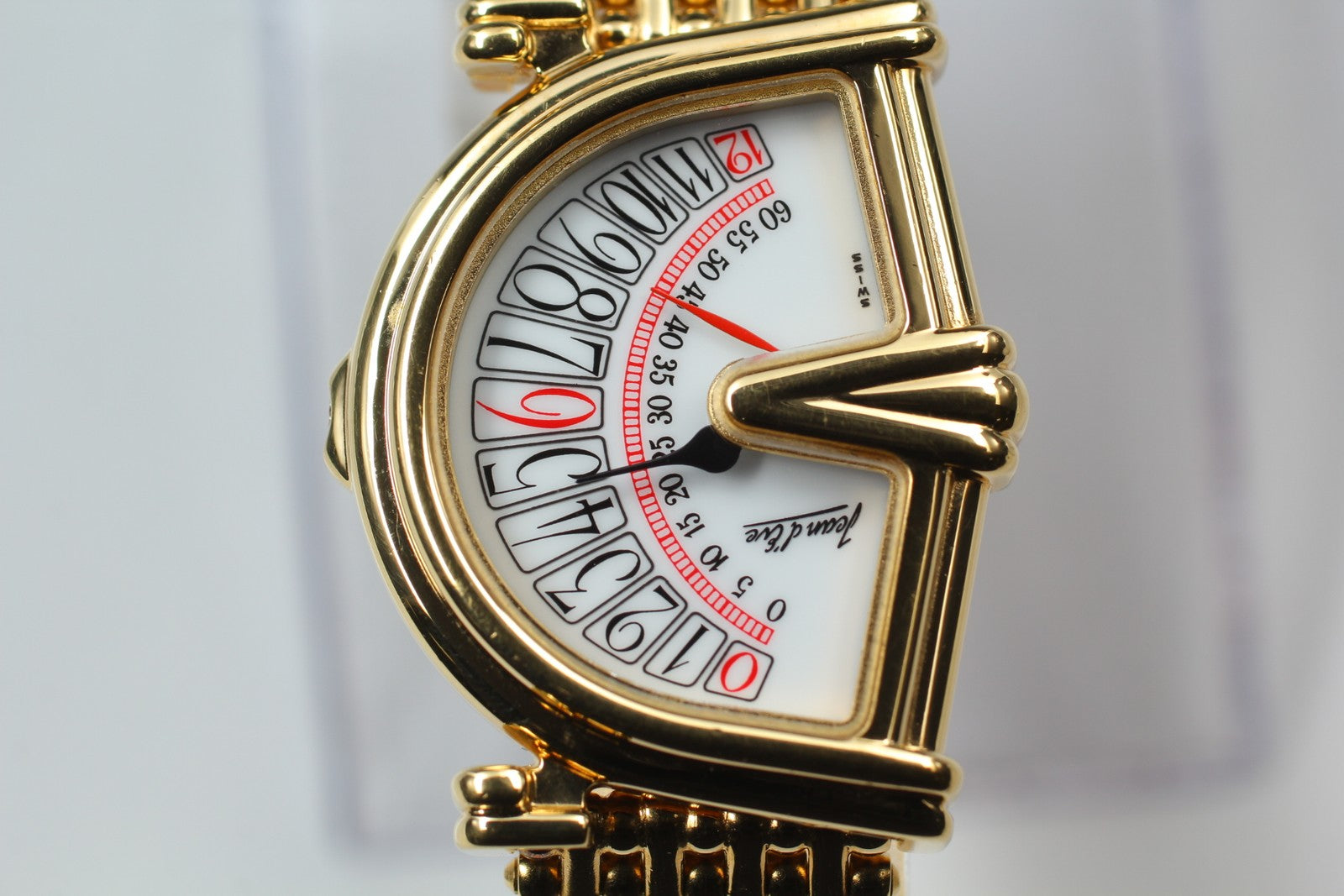 Vintage Jean d'eve Sectora Gold 25mm White Dial Women's Quartz Watch JAPAN