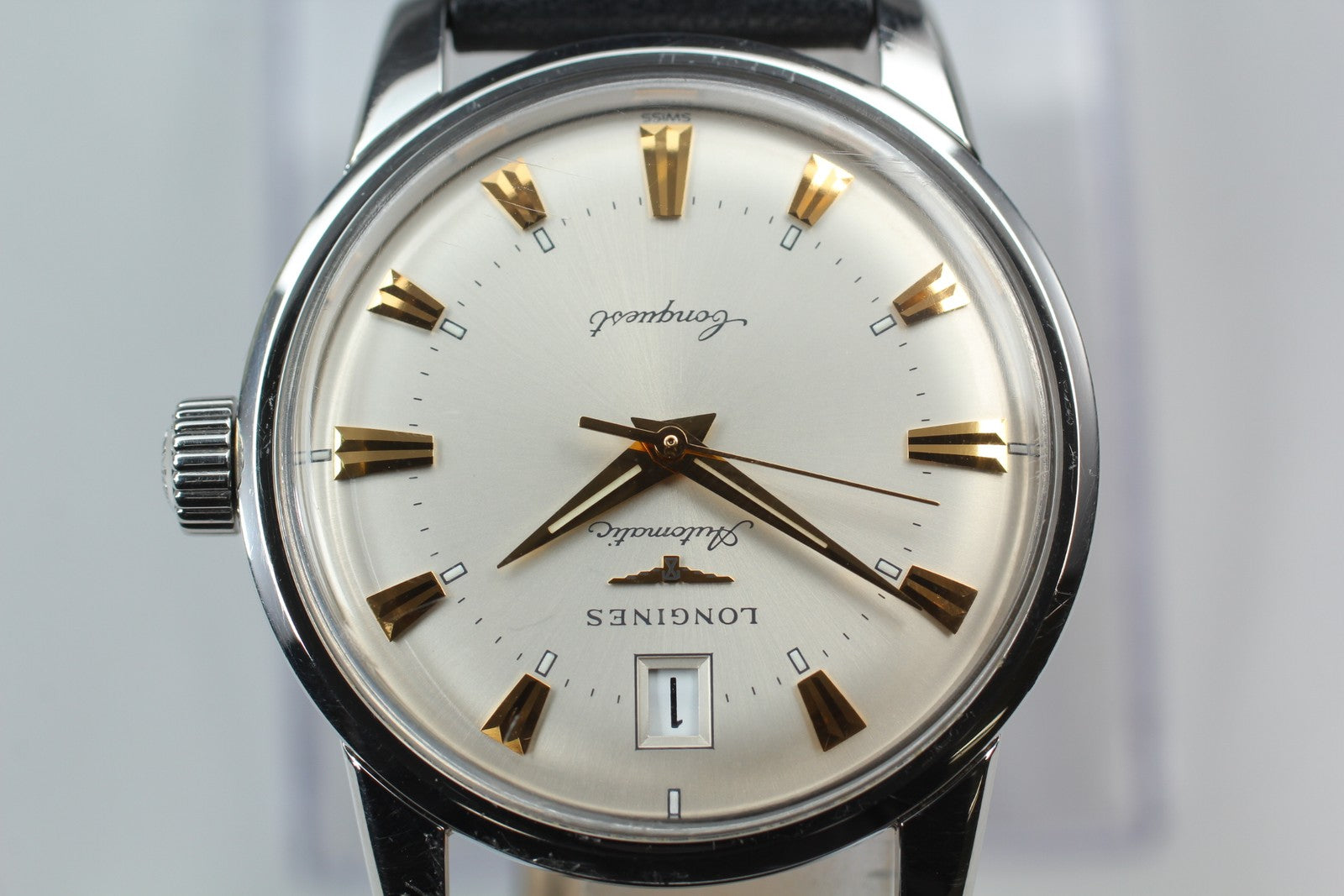 Longines Conquest Heritage L1.611.4 34mm Silver Black Automatic Mens Watch [Box]