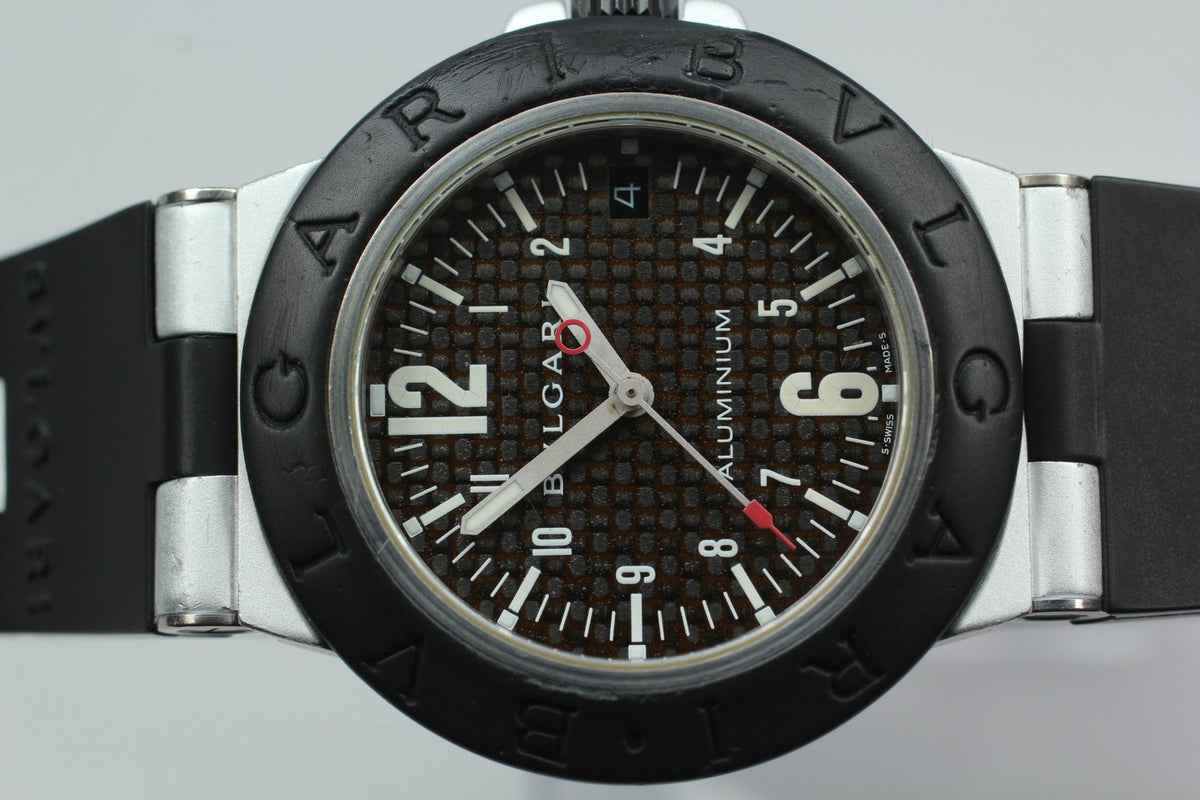 overhauled BVLGARI Aluminum AL38TA Black Men's Automatic Watch 38mm JAPAN Box