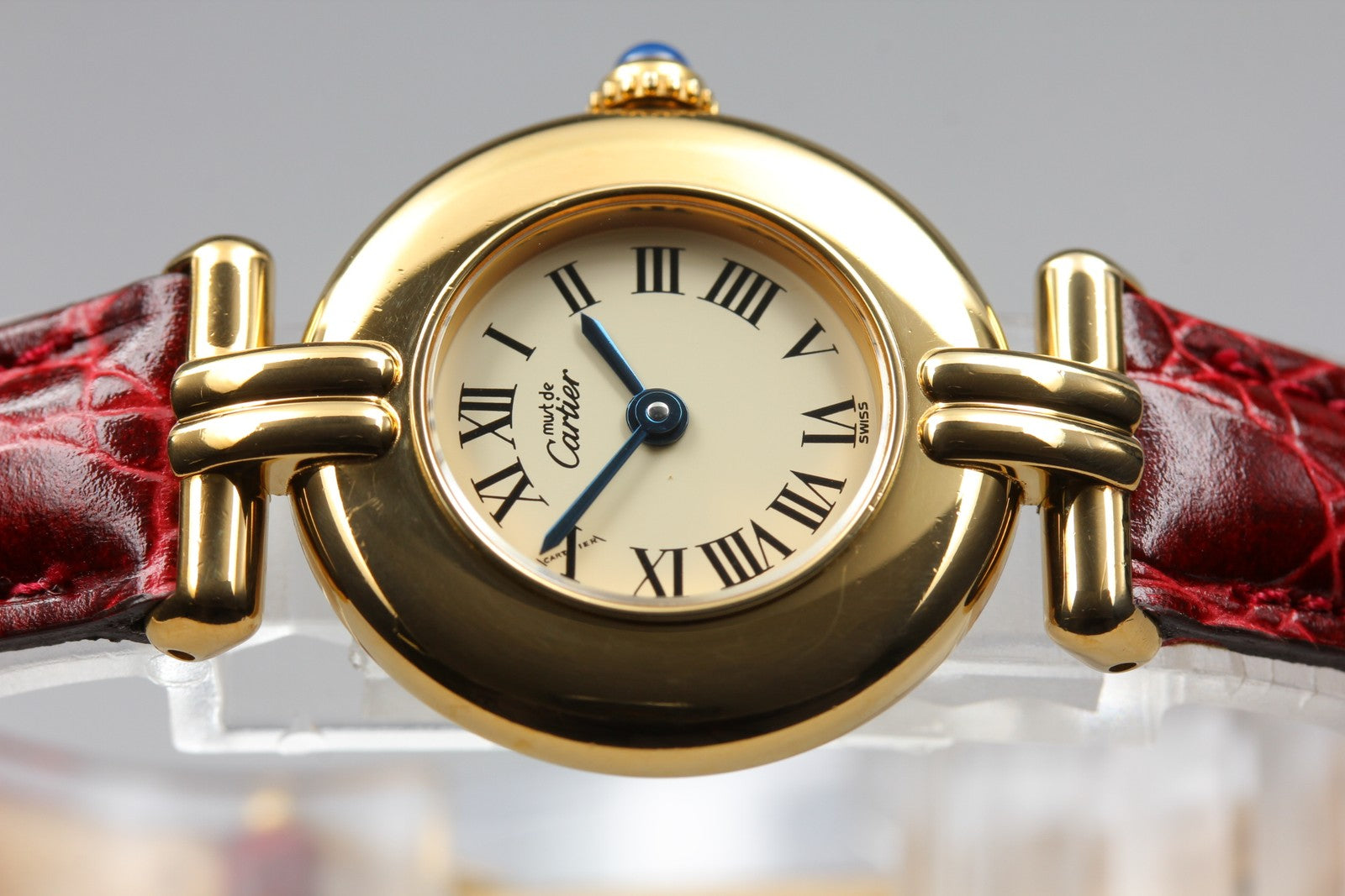 Vintage[Near MINT- Box] Cartier Must Colisee Vermeil 590002 Red Women's Qz Watch