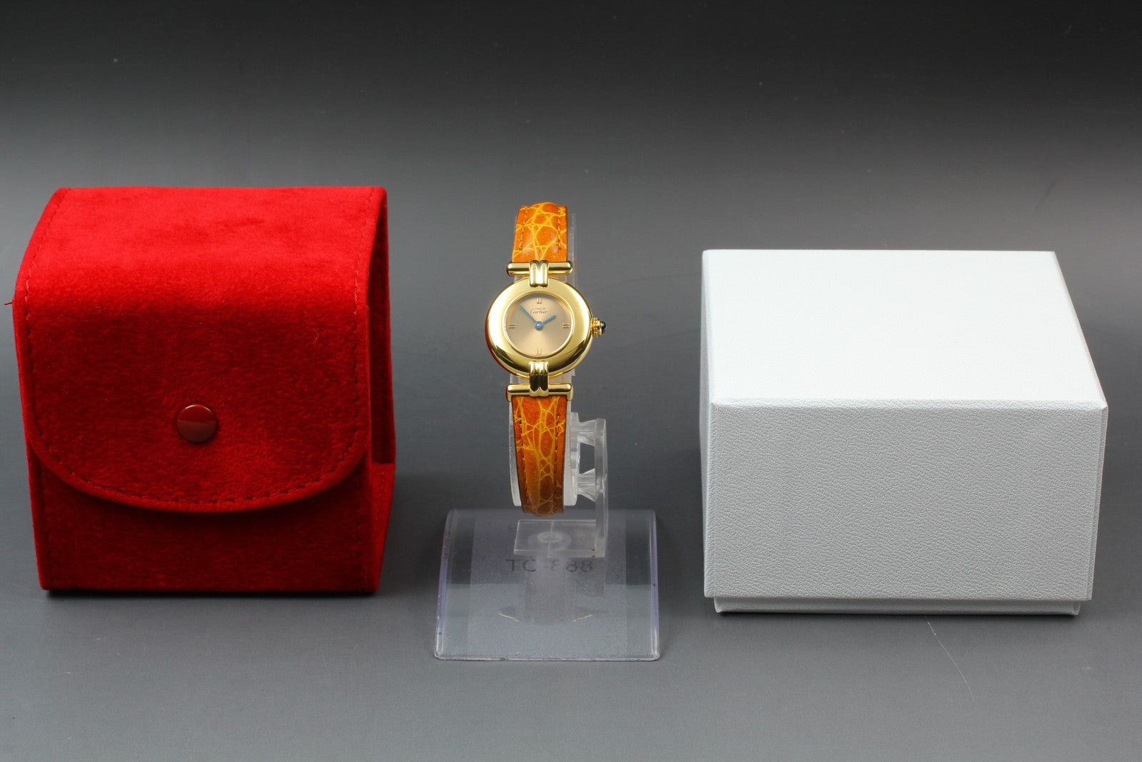 Vintage Cartier Must Colisee Vermeil 590002 Gold Dial Women's Qz Watch [Pouch]