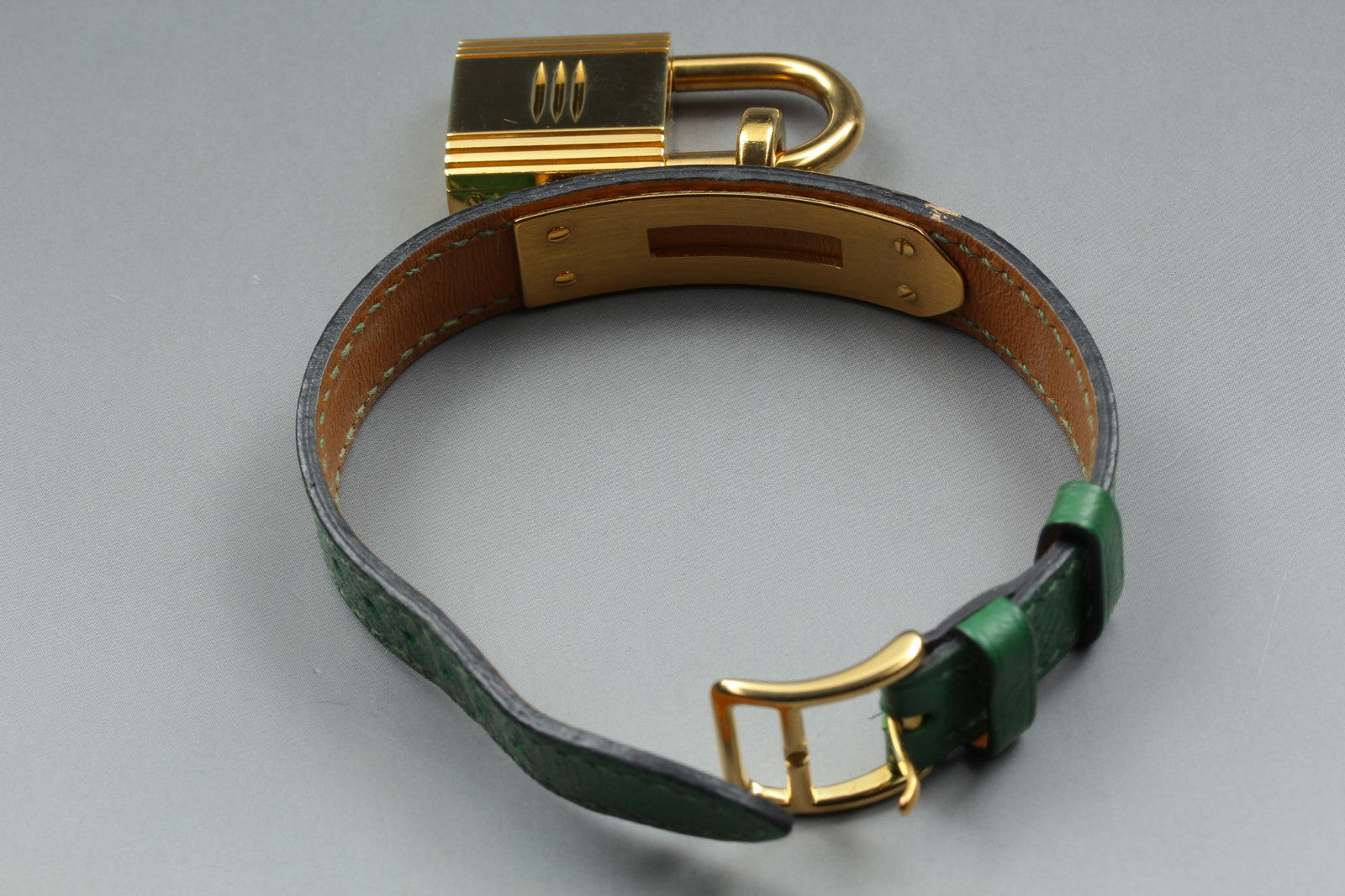 Vintage [Exc+5 Box] HERMES Kelly Watch Gold Green Woman's Quartz Watch JAPAN