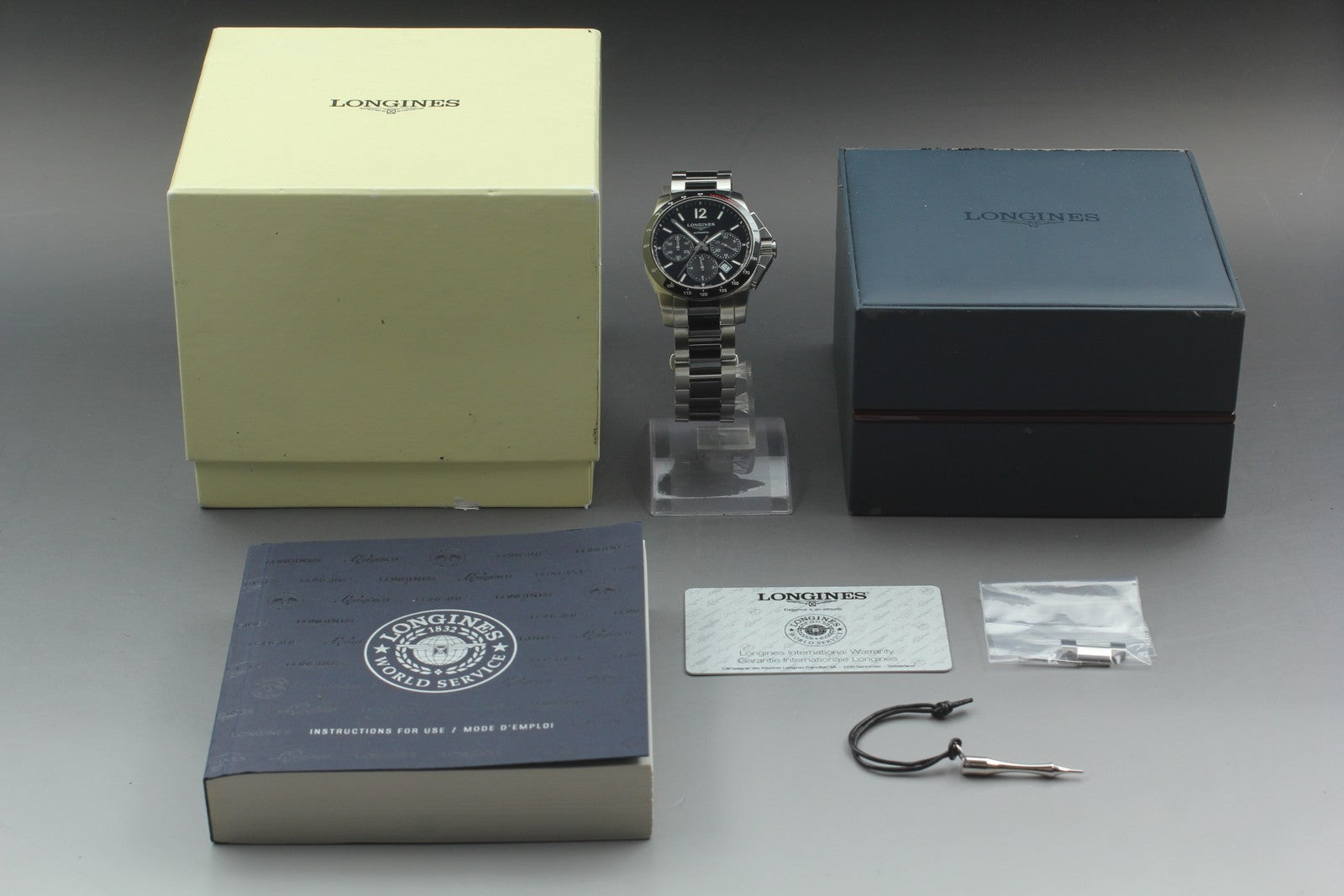 [Exc+5]Box LONGINES Conquest L2.744.4 Black Automatic Men's Watch 41mm JAPAN