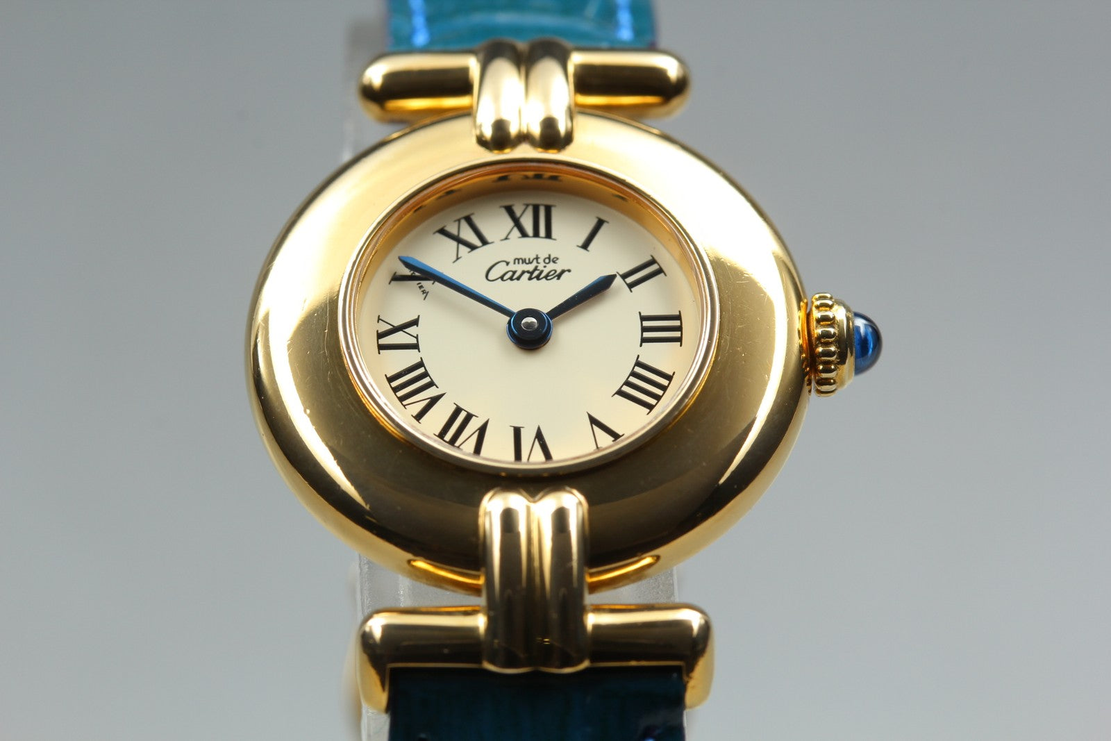 Vintage [ Near MINT- ] Cartier Must Colisee Vermeil 590002 Blue Women's Qz Watch
