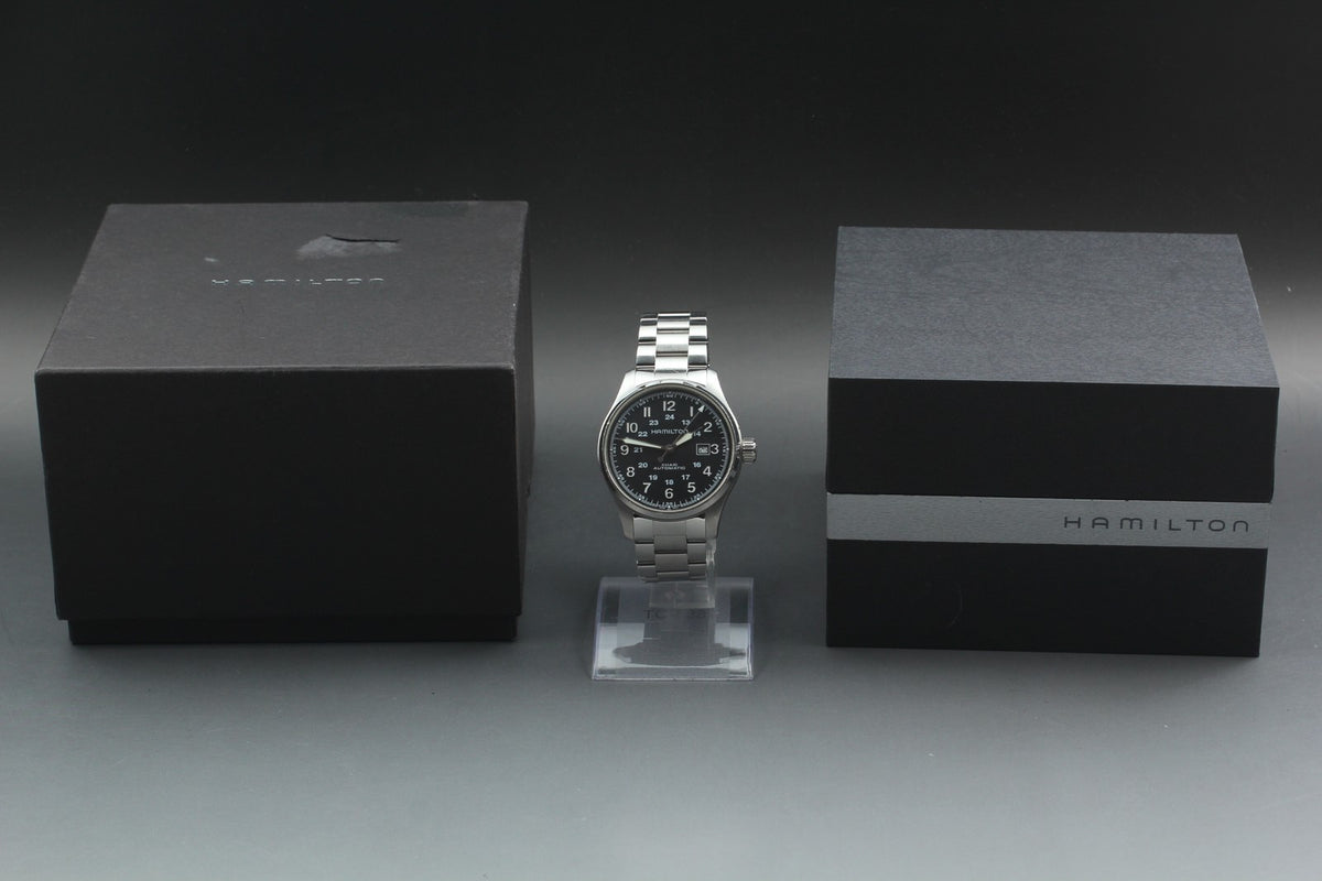 [Exc+5 Box] Hamilton Khaki Field H706250 Black Date Automatic 44mm Men's Watch