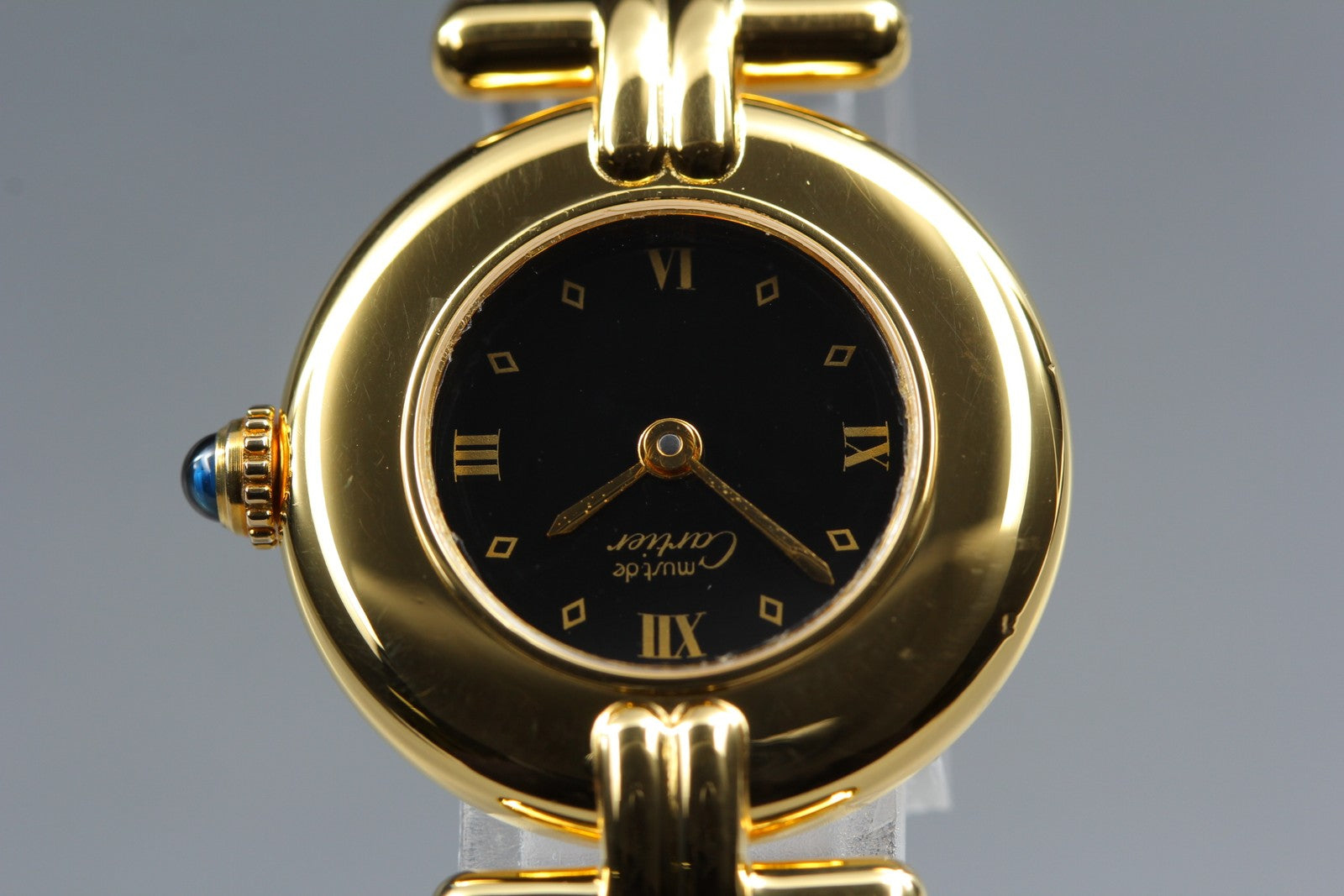 Vintage Cartier Must Colisee Vermeil 590002 Black Women's Quartz Watch [w/Box]
