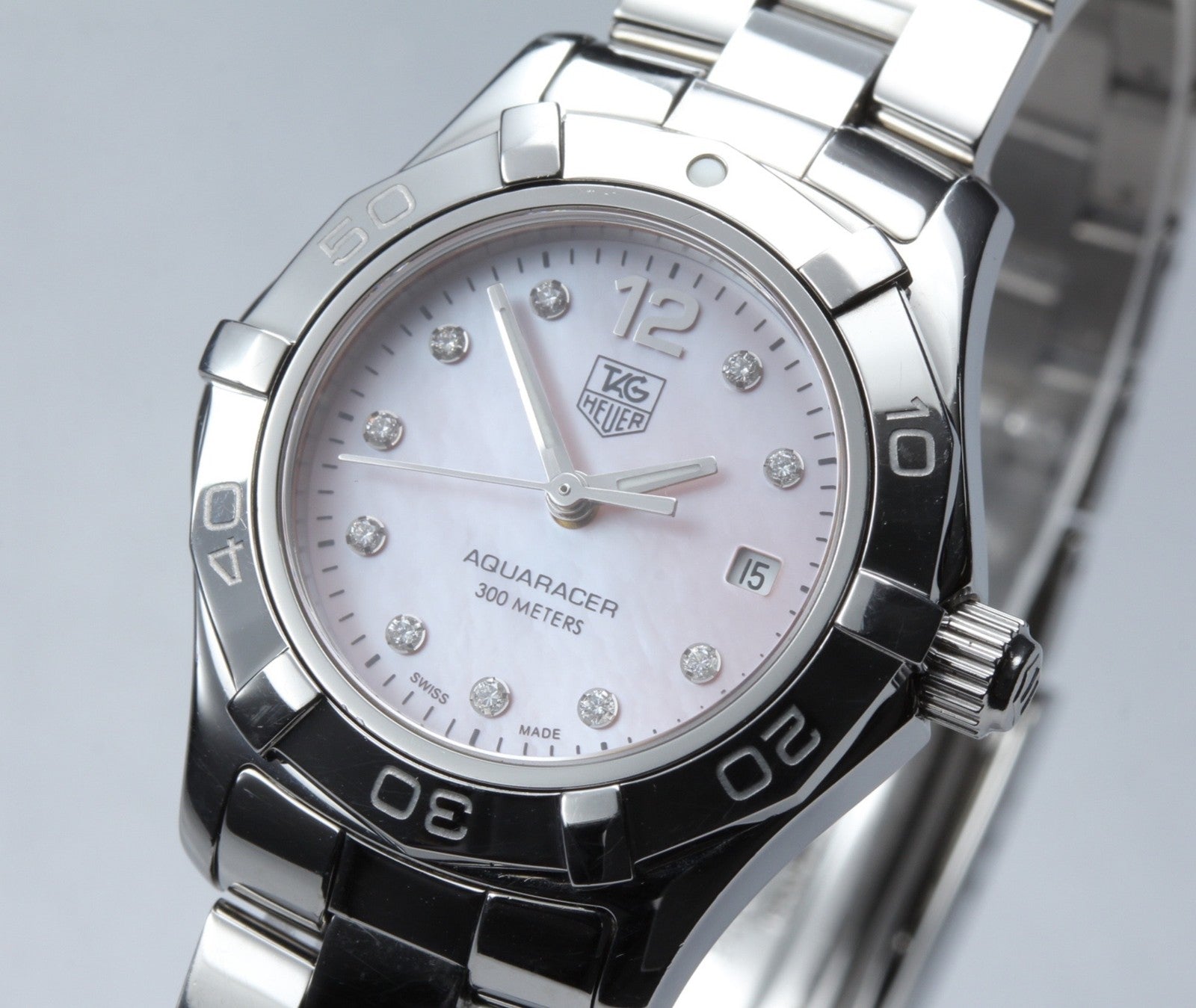 [Exc+5] Tag Heuer Aquaracer WAF141A Diamond Pink Dial 27mm Quartz Women’s Watch