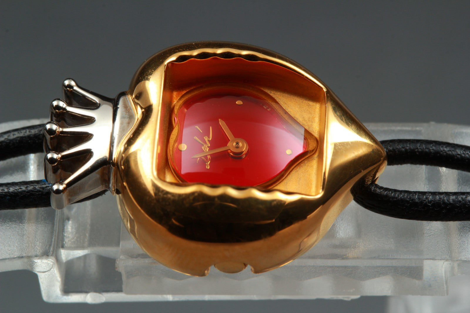 [Exc+5] Salvador Dali Royal Heart 19mm Gold Red Dial Women's Quartz Watch JAPAN