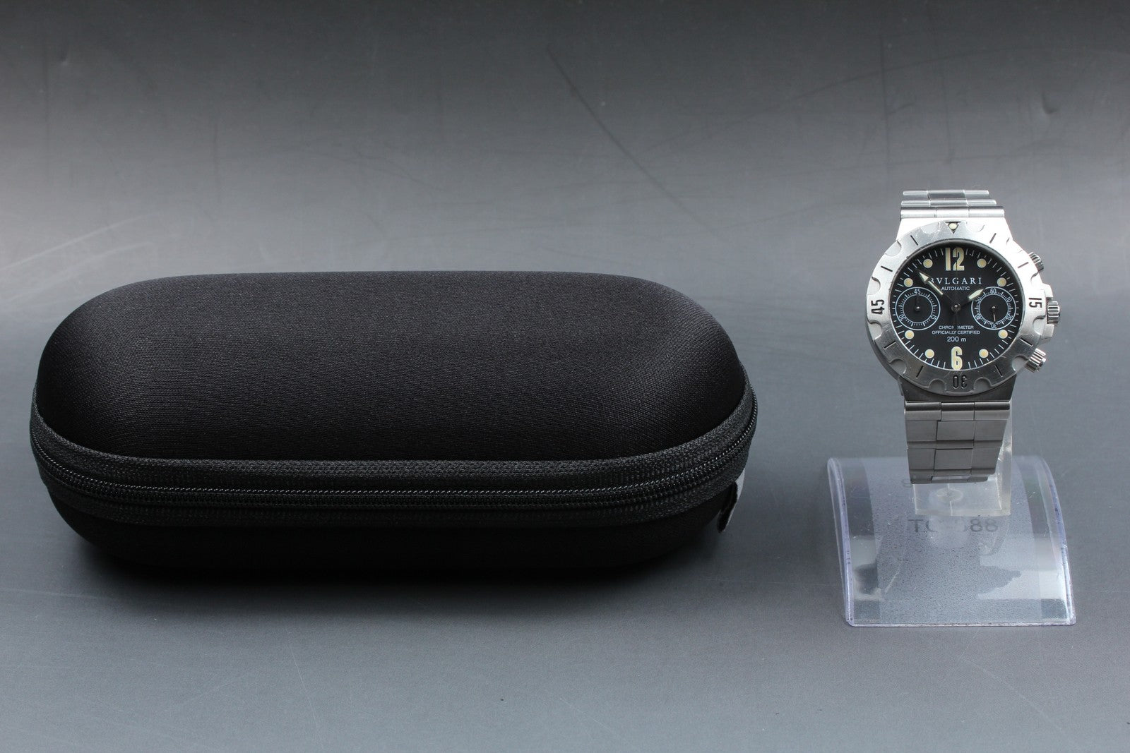 BVLGARI Diagono Scuba SC38S Chronograph Automatic Black Boy's Watch 39mm JAPAN