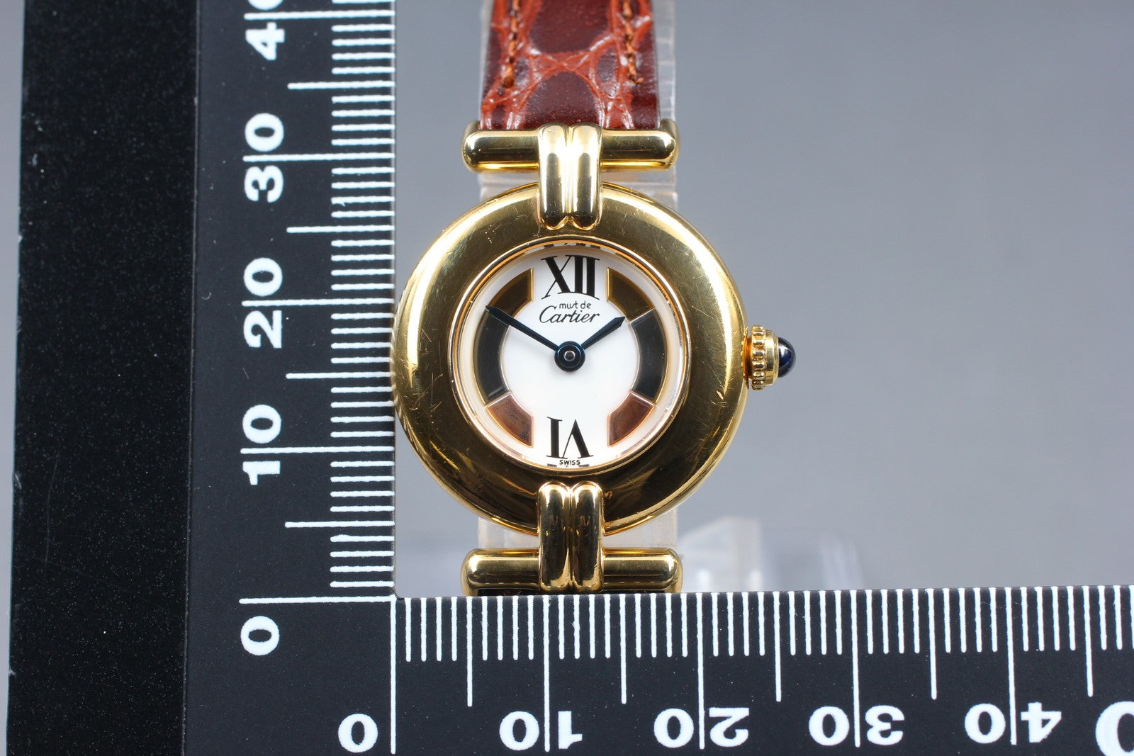 Vintage [Exc+5] Cartier Must Colisee Vermeil 590002 Gold Brown Women's Qz Watch