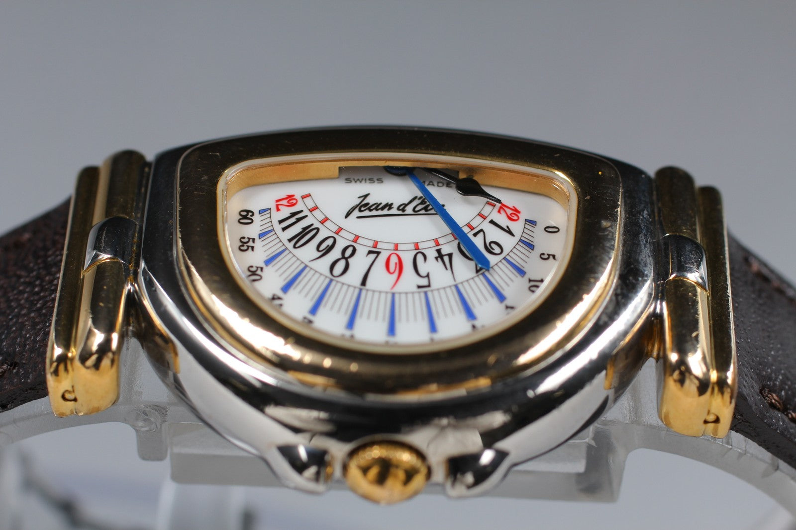 Vintage [Exc+5] Jean d'eve Sectora Gold 24mm Blue Women's Quartz Watch JAPAN