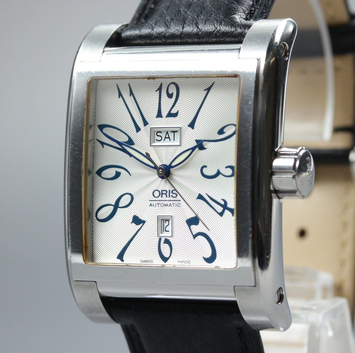 ORIS Miles Rectangular 7528 Day Date Silver Black 33mm Automatic Men's Watch
