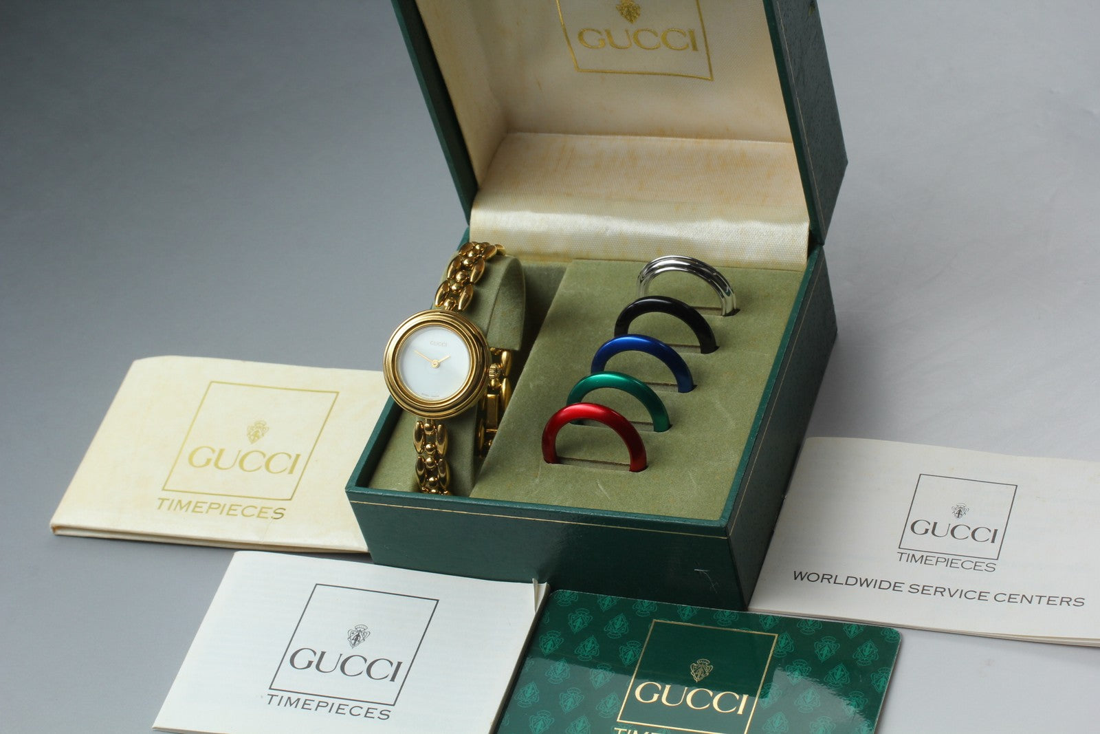 Vintage [Exc+5 Box] GUCCI Change Bezel 11/12.2 6 Colors Quartz Woman’s Watch