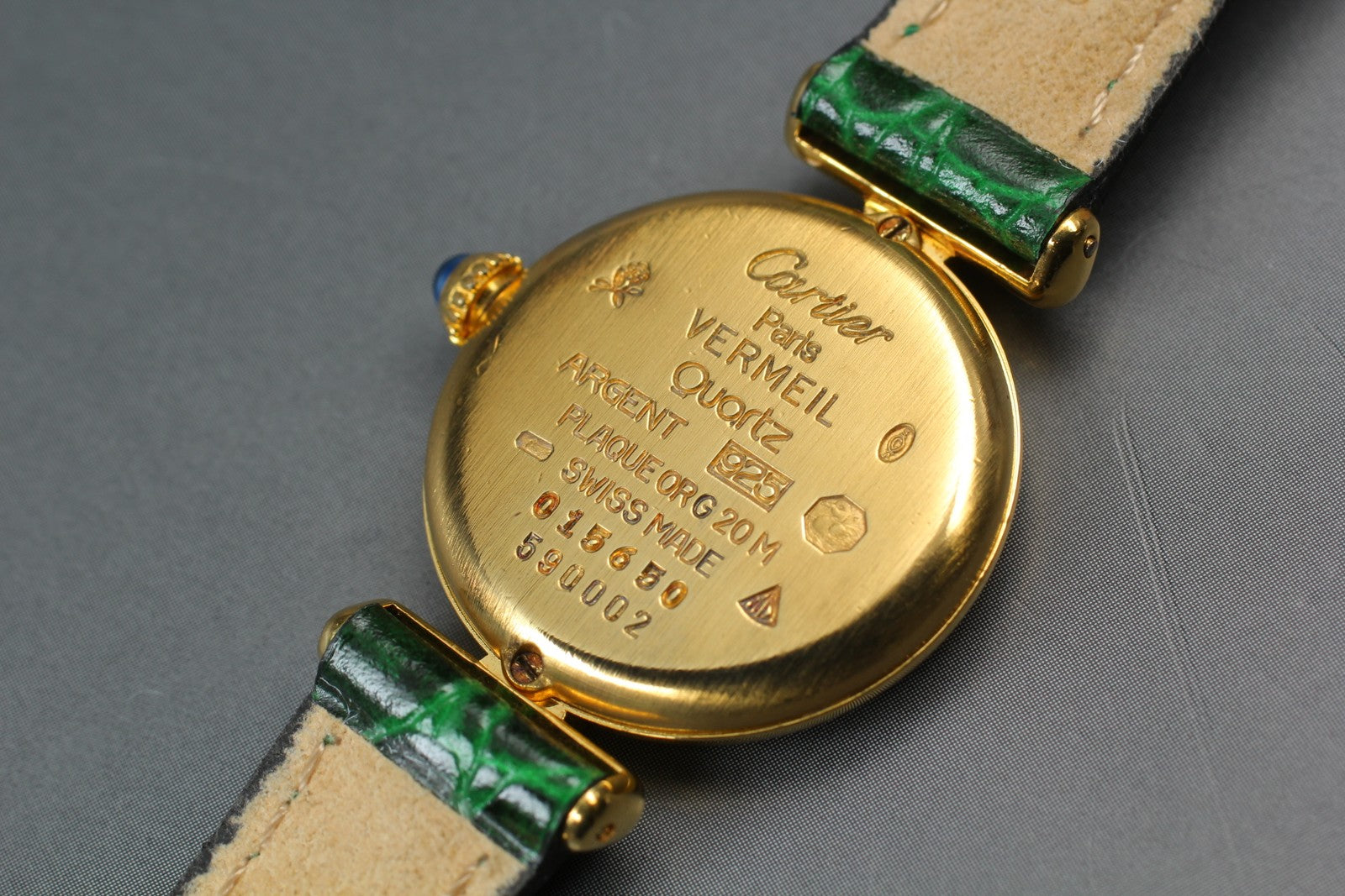 Vintage Cartier Must Colisee Vermeil 590002 Green Gold Women's Qz Watch [Box]