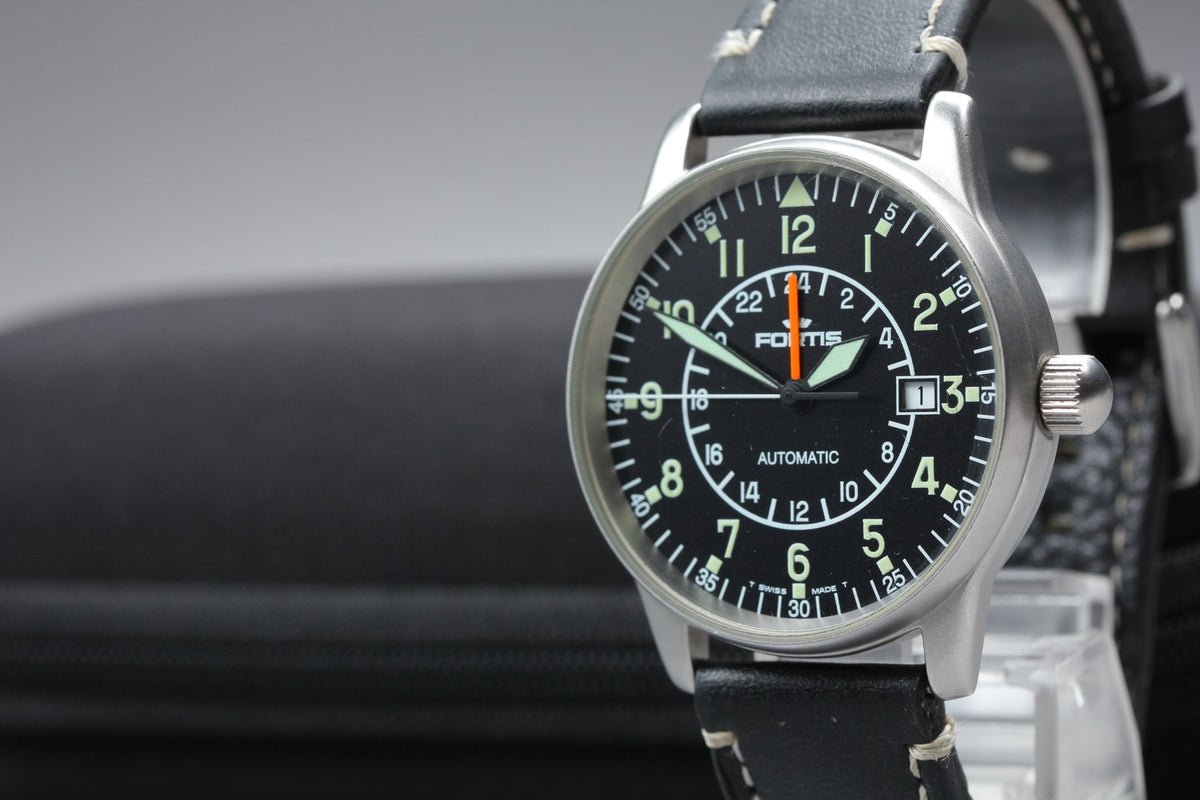 FORTIS Flieger GMT Aviator Pilot 596.10.148 Automatic Black Men's Watch 40mm JP