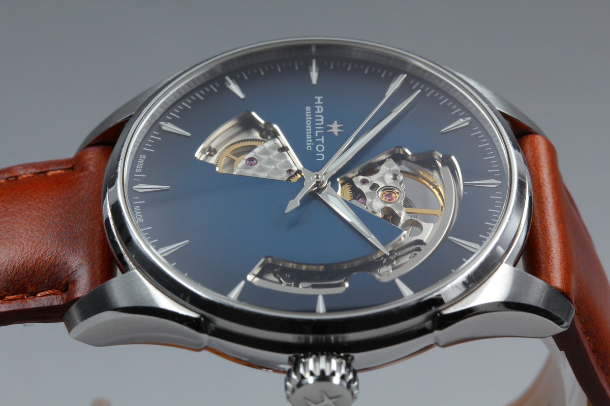 HAMILTON Jazzmaster Open Heart H326750 Blue Brown 39mm AT Men's Watch [Box]