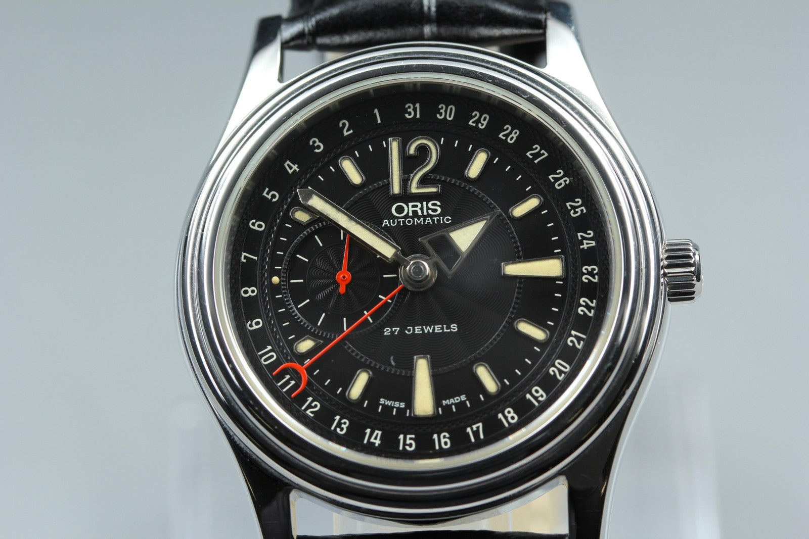 Vintage ORIS Pointer Date 7476 Automatic Black Date Men's Watch 37mm From JAPAN
