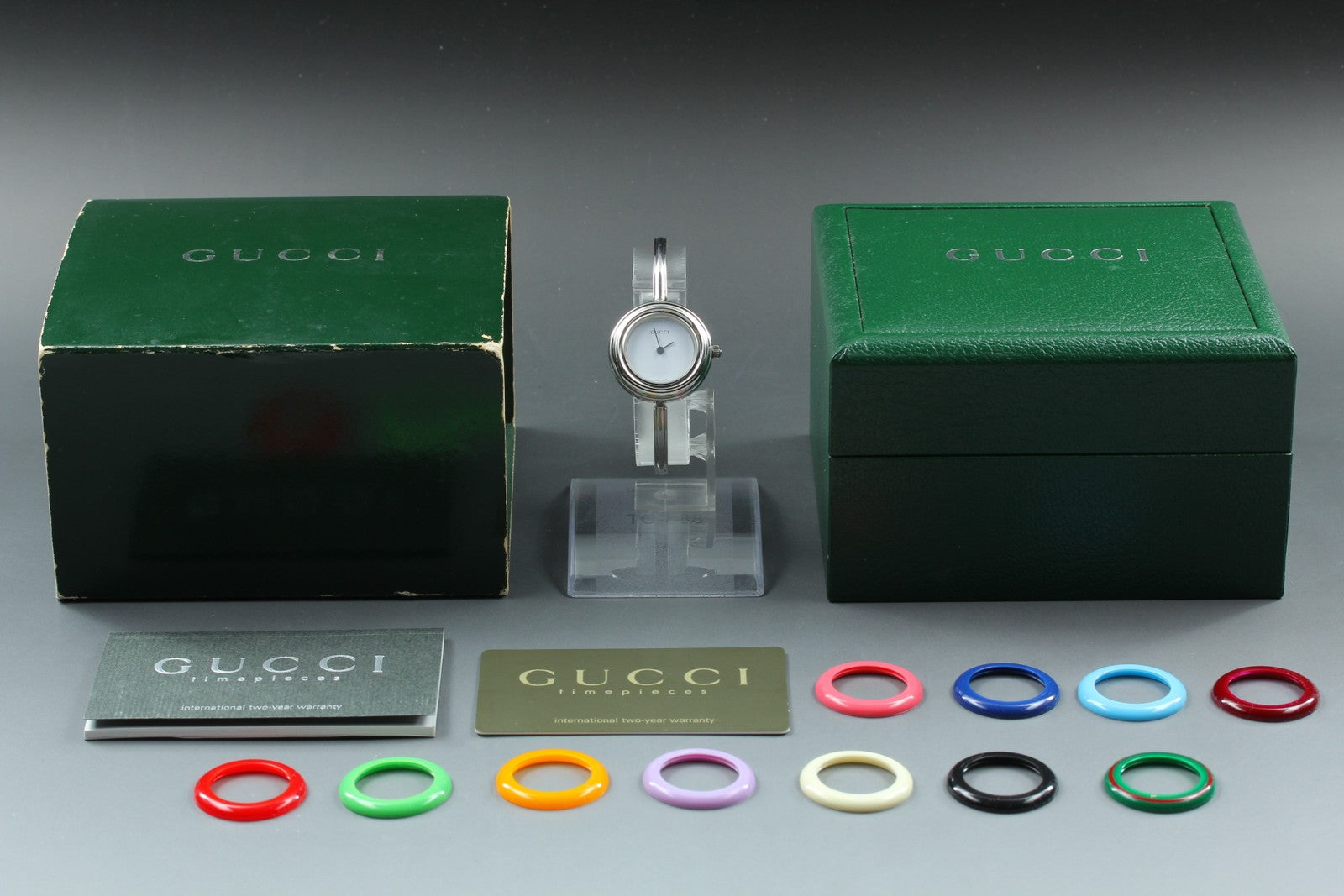 Vintage Gucci Change Bezel 11/12.2L 12 Colors Silver Women's Quartz Watch [Box]