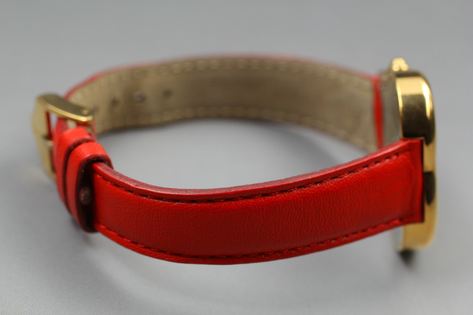 [Exc+5] Yves Saint Laurent Heart Gold Red 30mm Women's Watch Quartz JAPAN