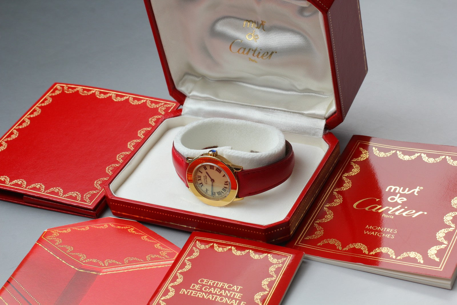 Vintage Cartier Must Ronde de Cartier 1801 Red 27mm Women's Quartz Watch [Box]