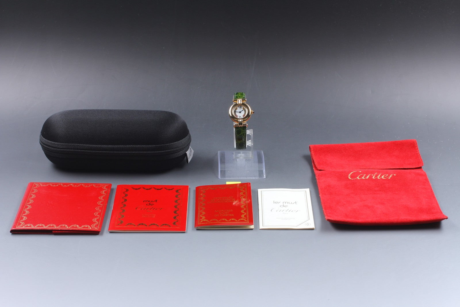 Vintage [Exc+5] Cartier Must Colisee Vermeil 590002 Green Women's Quartz Watch