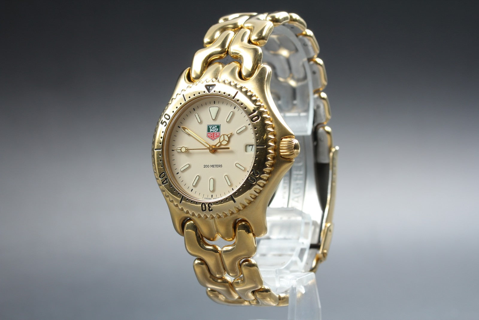 Vintage TAG Heuer S/el S94.706M Date 37mm Gold Cream Dial Men's Quartz Watch