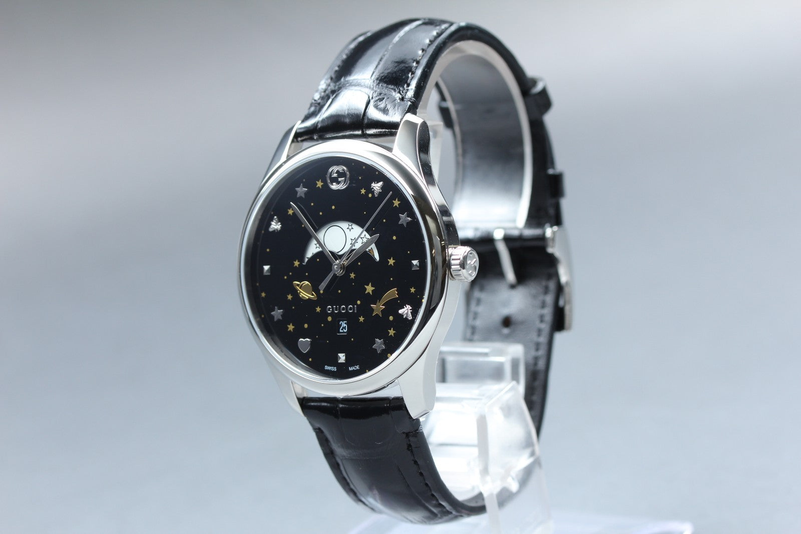 [Near MINT Box] Gucci G-Timeless Moonphase 126.3 YA126327 Black Men's Qz Watch