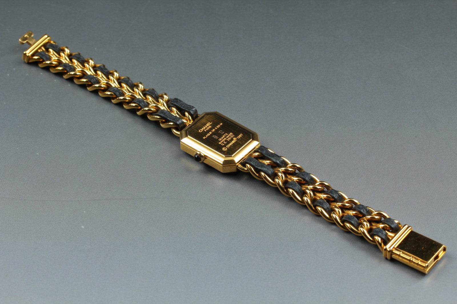 [Overhauled] CHANEL Premiere L Size Black Dial Gold 20mm Quartz Womens Watch Box