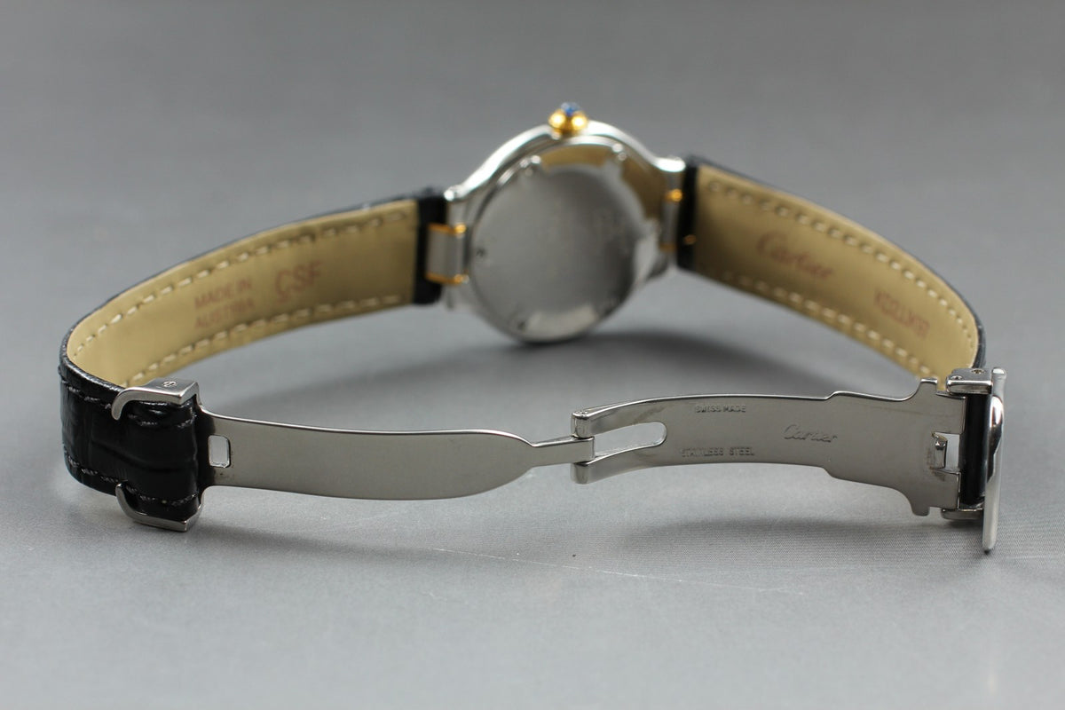 [Exc+4] Cartier Must de Cartier 21 1340 Silver Black 27mm Women’s Qz Watch JAPAN
