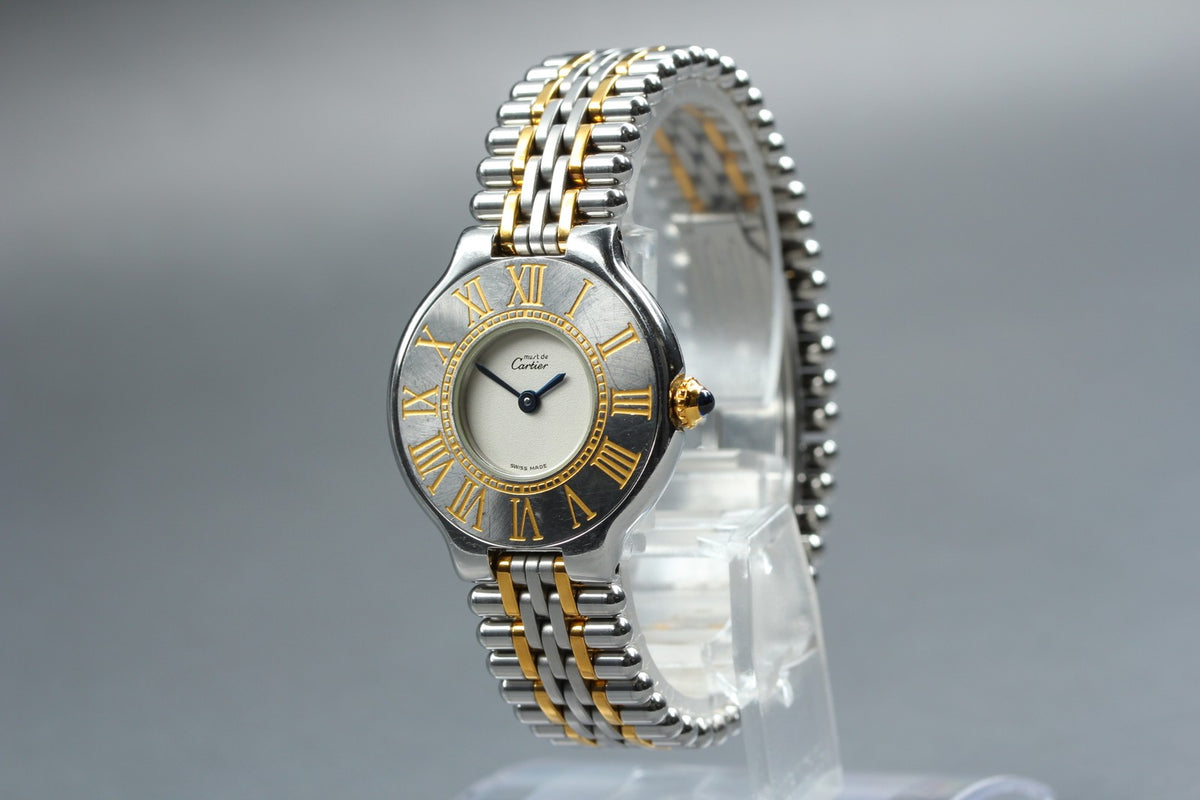 Cartier Must de Cartier 21 27mm Silver Gold Women's Quartz Watch Vintage [Pouch]
