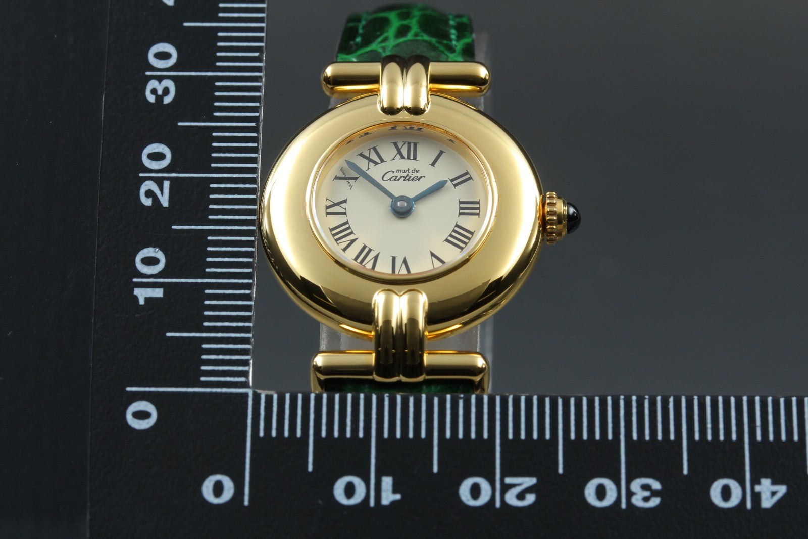 Vintage Cartier Must Colisee Vermeil 590002 Green Gold Women's Qz Watch [Box]
