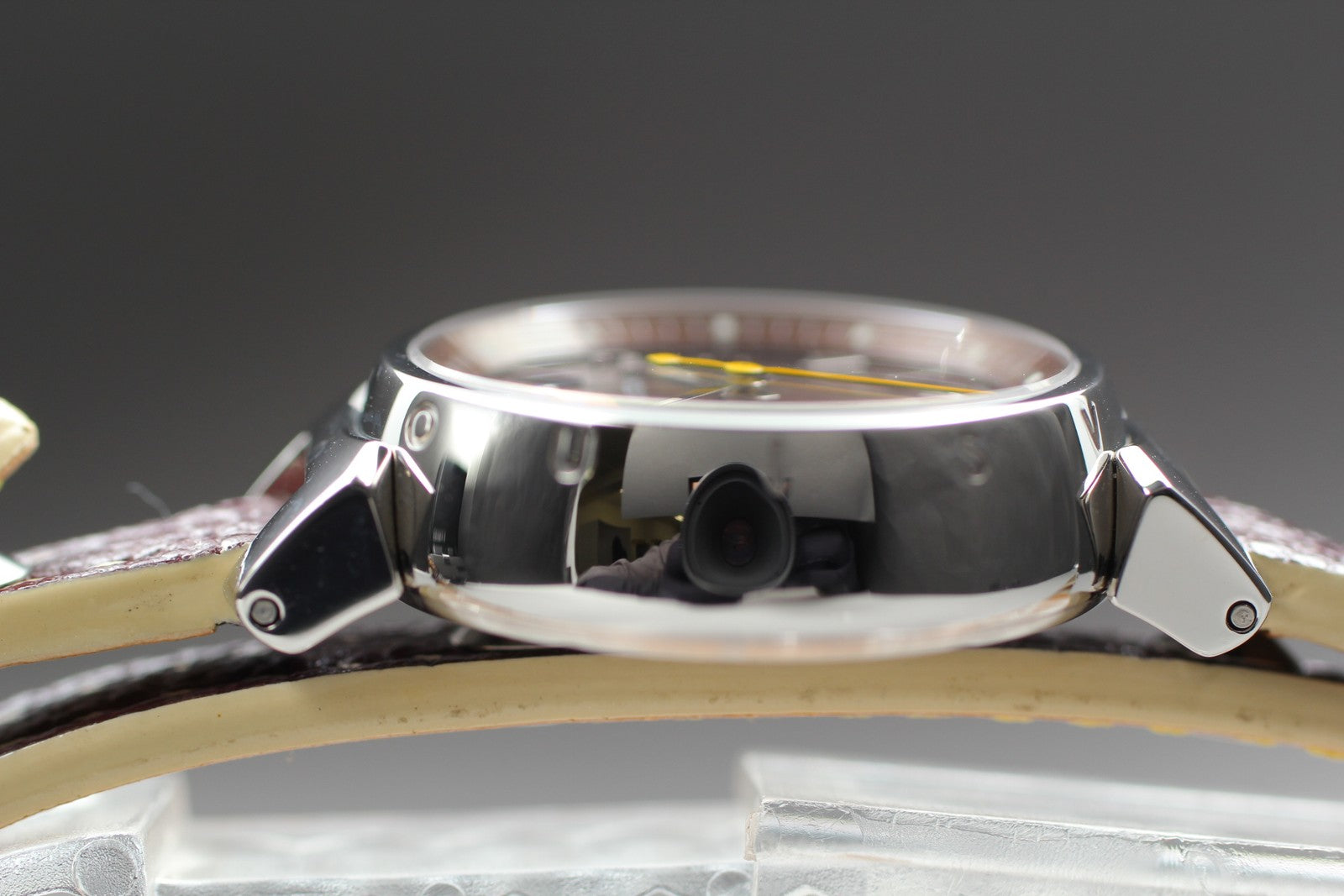 [ Exc+5 Box] Louis Vuitton Tambour Q1211 27mm Brown Women's Quartz Watch JAPAN