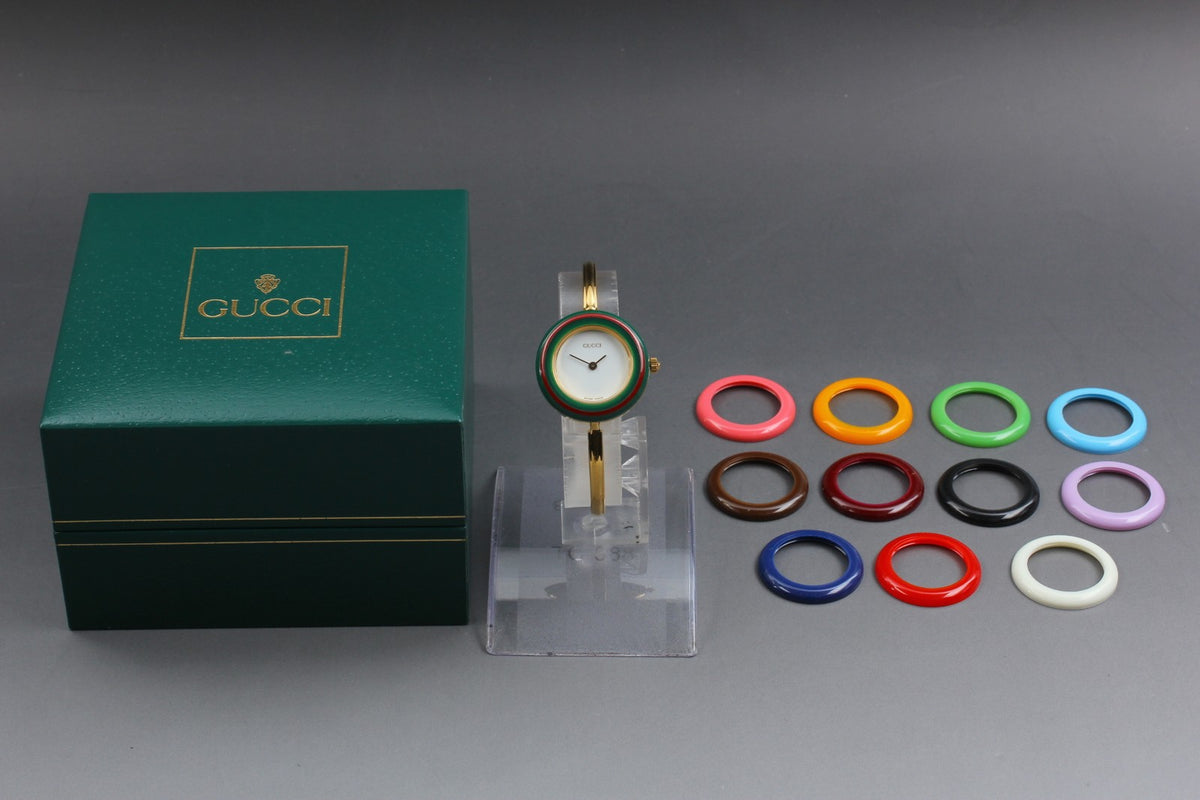 New Batt GUCCI Change Bezel 11/12.2 12Color Quartz Women's Watch 25mm JAPAN Box