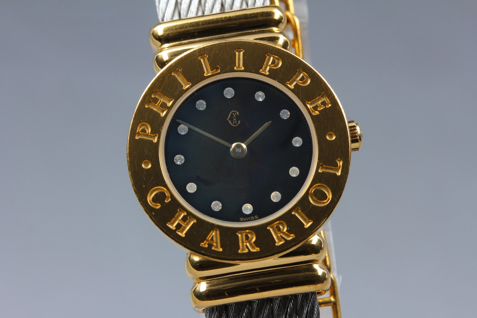 PHILIPPE CHARRIOL St.Tropez Black Dial 12 Stones 28.8.1329 24mm Qz Women's Watch