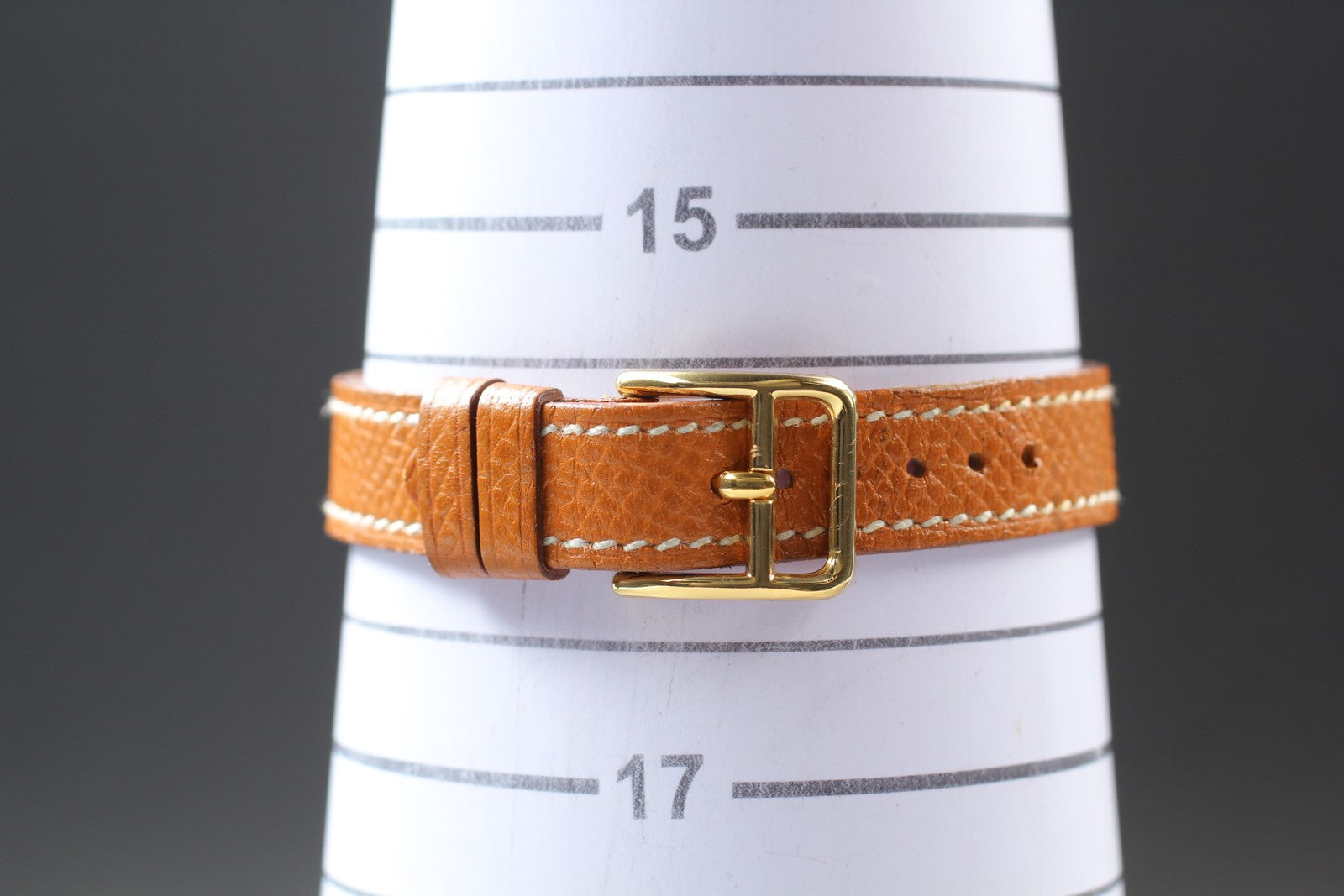 Vintage HERMES Kelly Watch Gold Brown Leather "U" Woman's Quartz Watch [Box]
