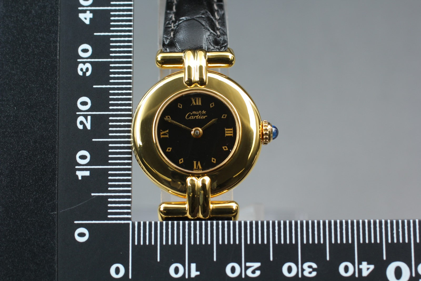 Vintage [Near MINT] Cartier Must Colisee Vermeil 590002 Black Women's Qz Watch