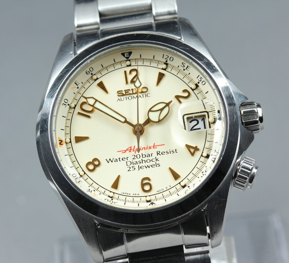 [Overhauled] SEIKO Red Alpinist 4S15-6000 SCVF007 Cream Automatic Men's JAPAN
