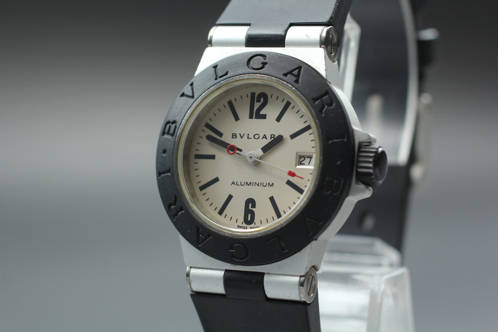 [Exc+5] BVLGARI Alminium AL29TA Silver Black 29mm Women's Quartz Watch JAPAN